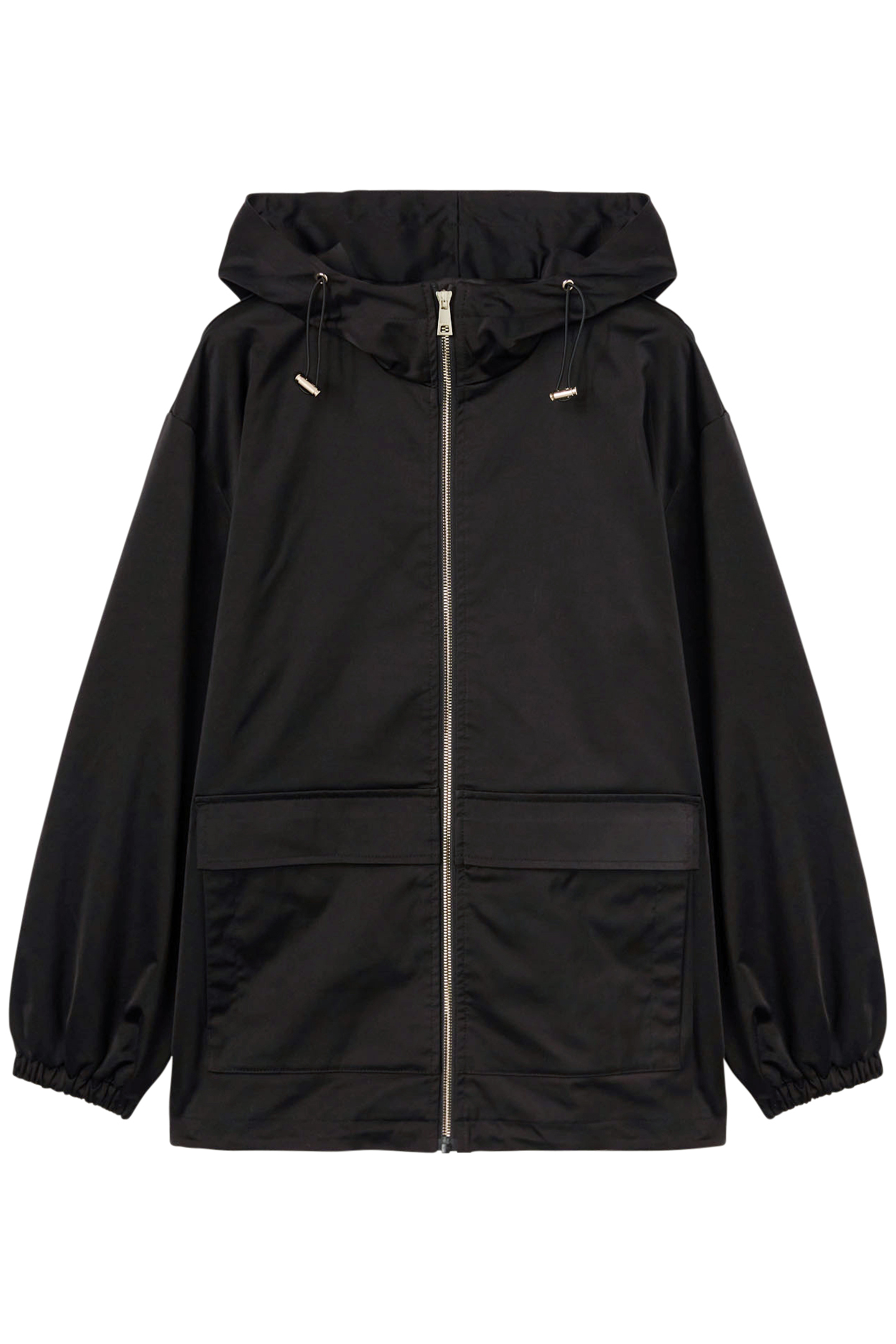 JACKET WITH SATIN EFFECT HOOD BLACK 3