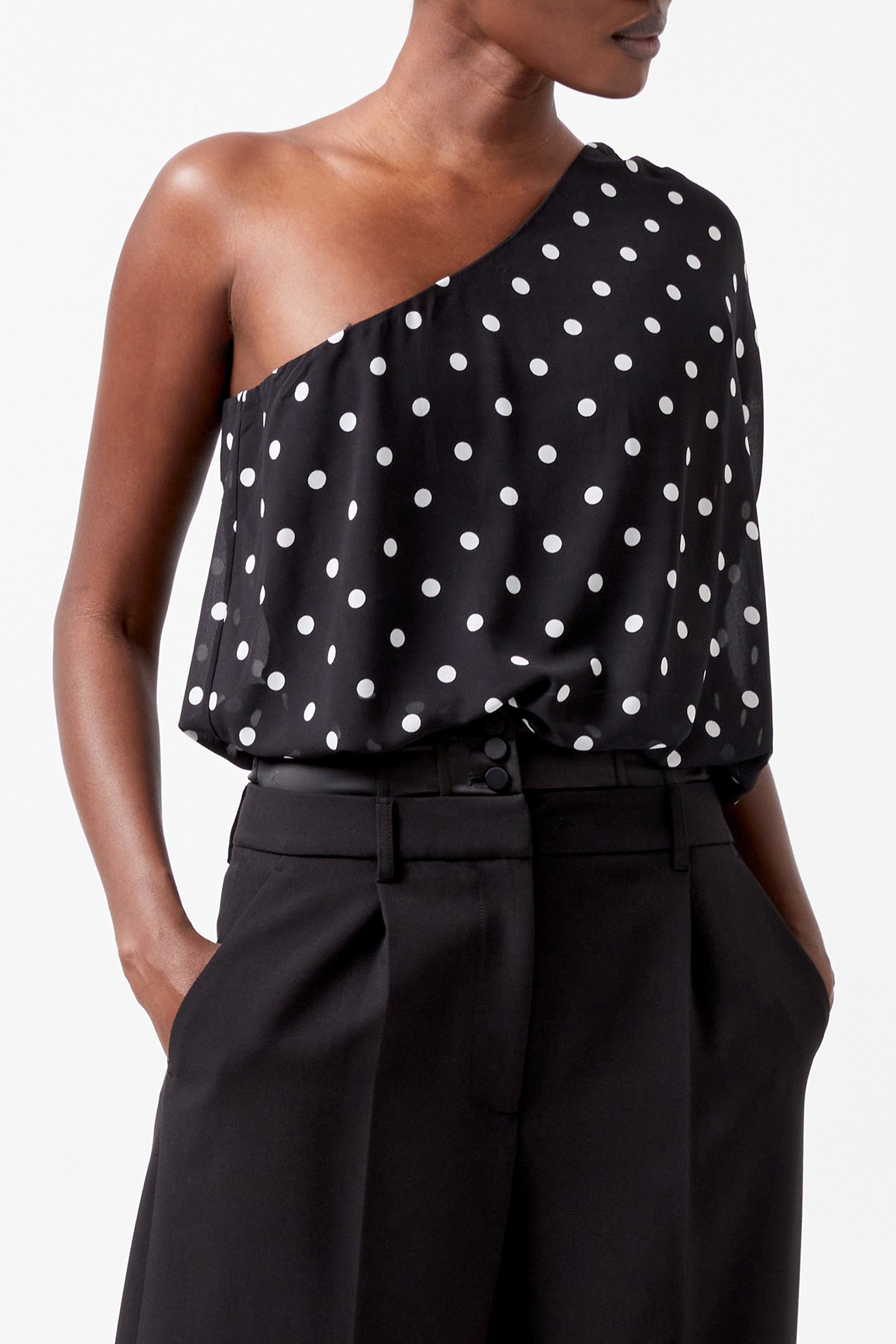 XIA PONTE CHIFFON BODYSUIT BLACK/WHITE by French Connection