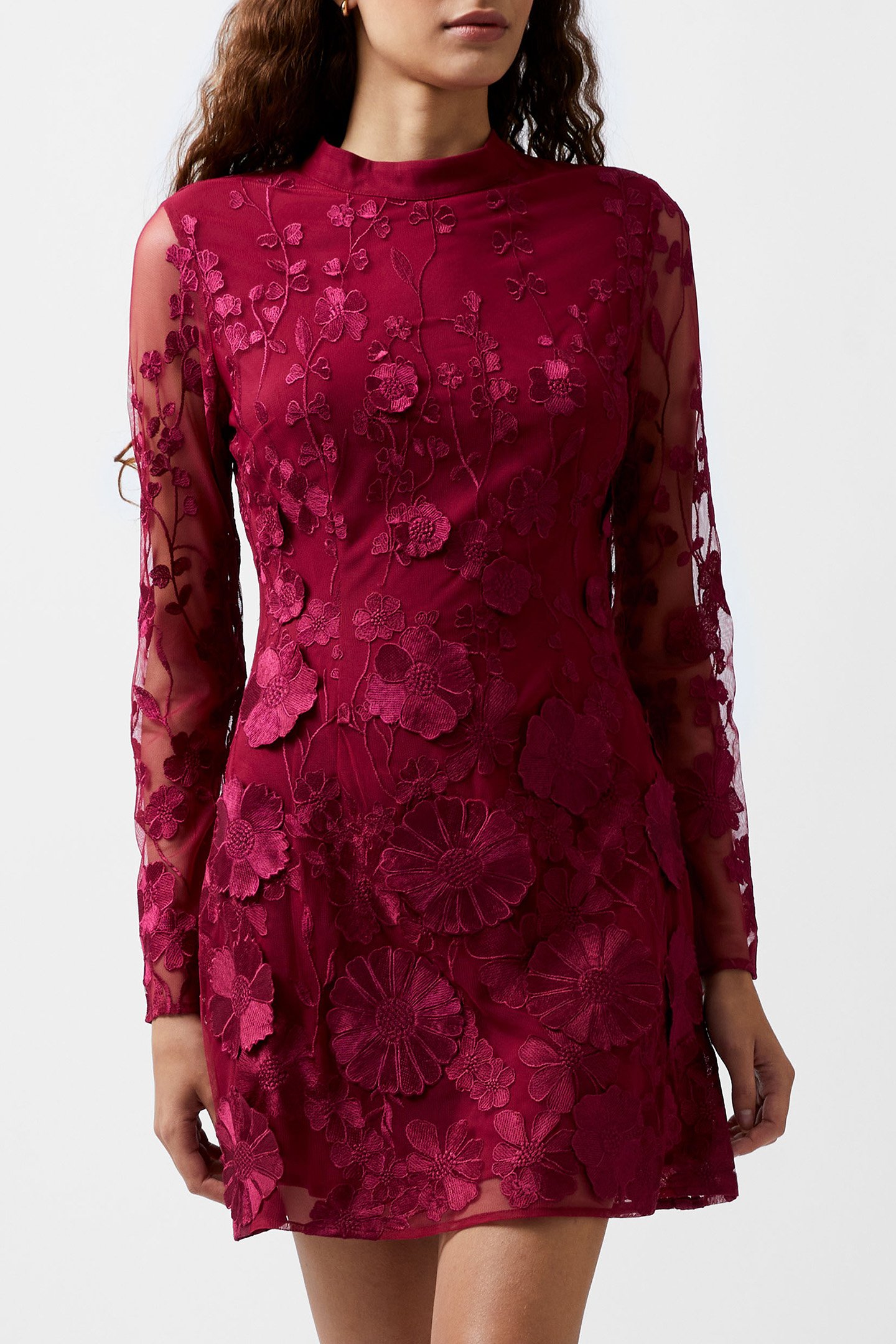 ASTRIDA 3D FLORAL DRESS BAKED CHERRY by French Connection