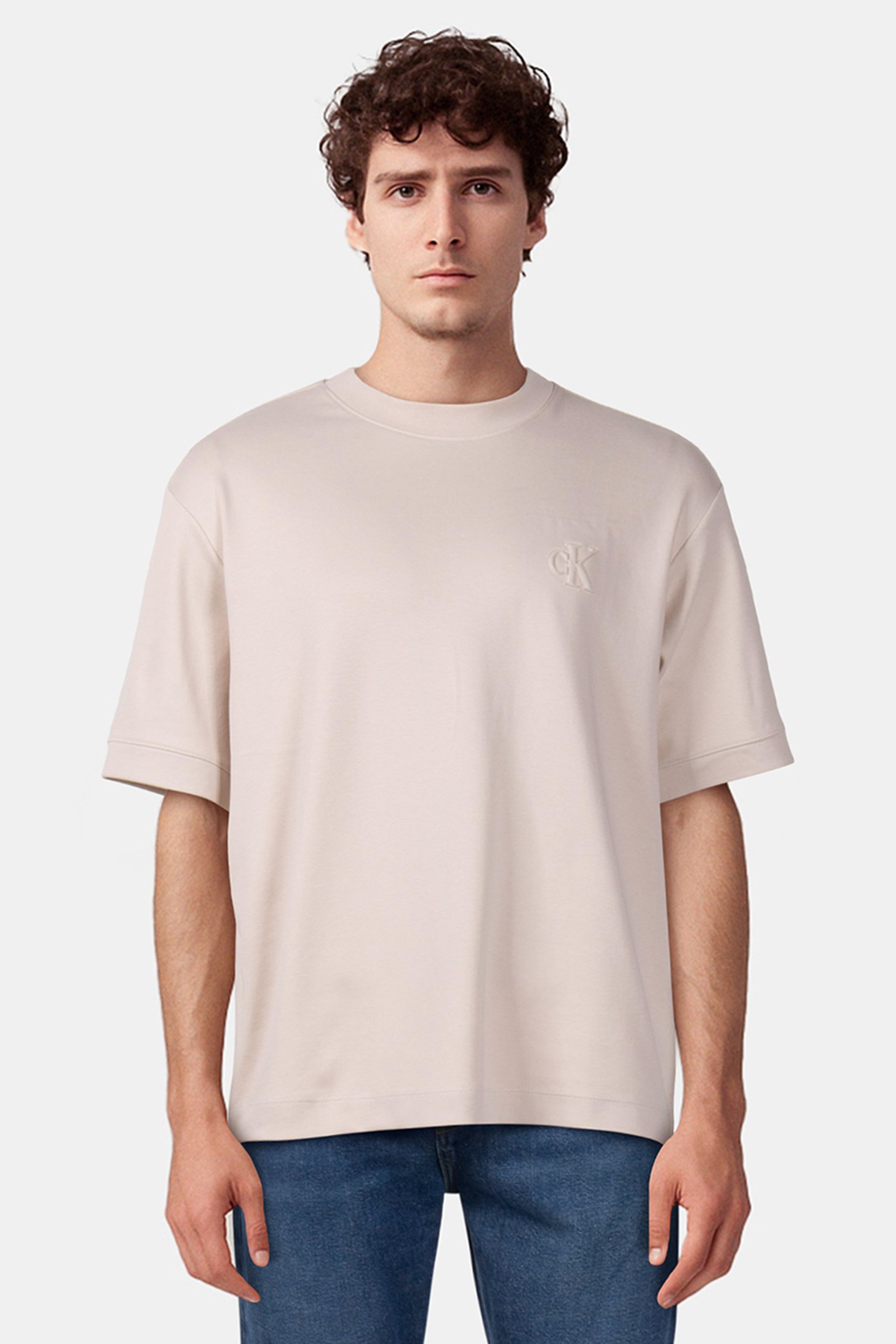 INTERLOCK TEE MOONBEAM by Calvin Klein