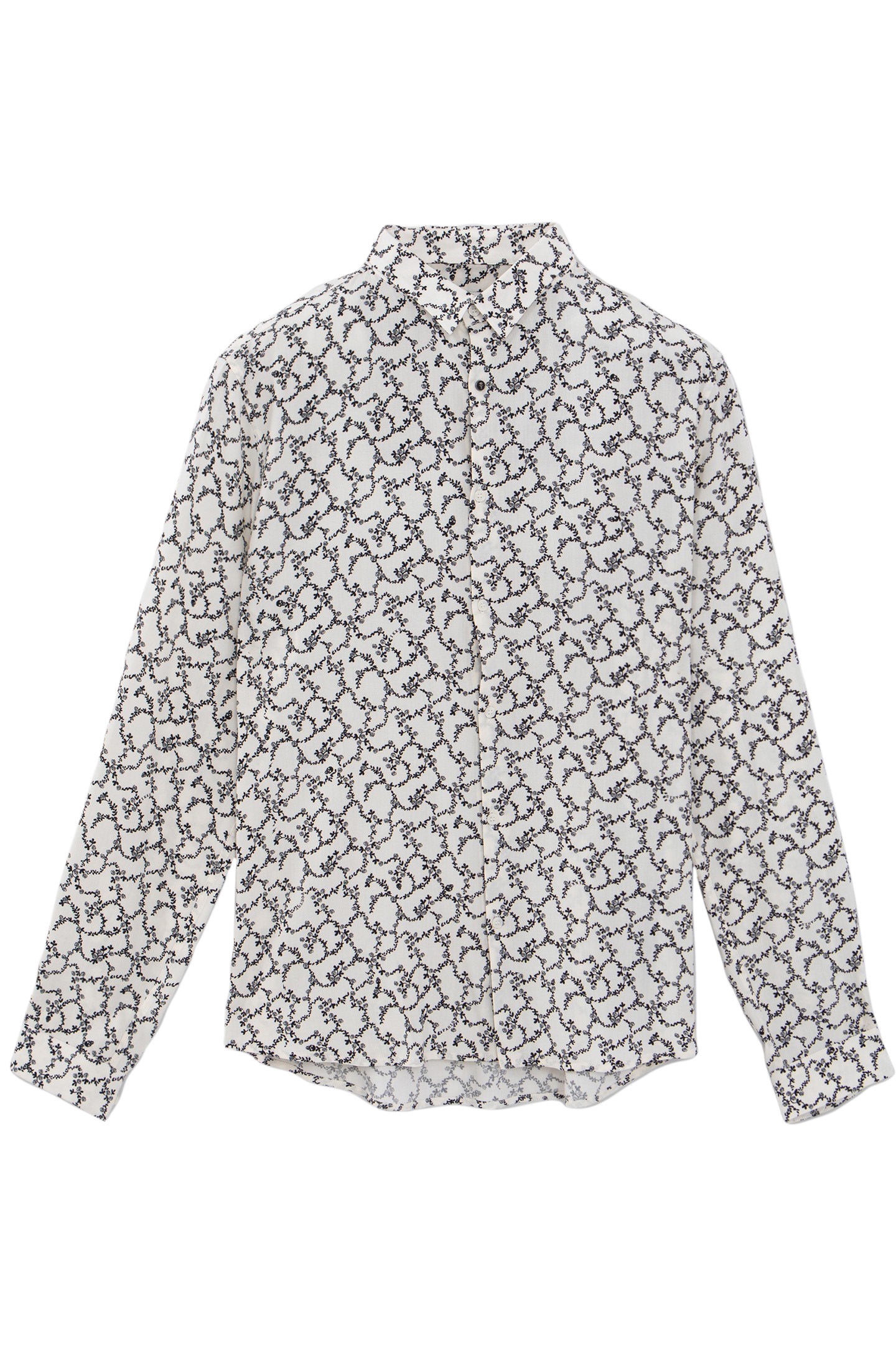 SLIM CHALK SHIRT WITH SKULL AND FLOWERS PRINT 4