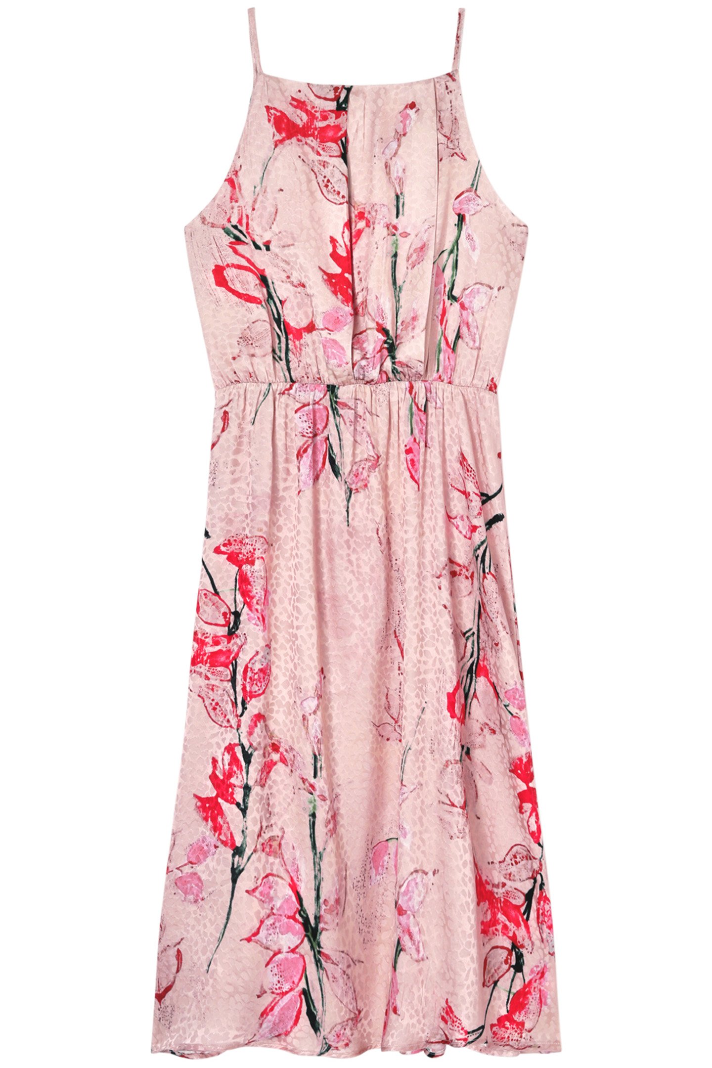 SATIN DRESS WITH FLOWER PATTERN PINK 3
