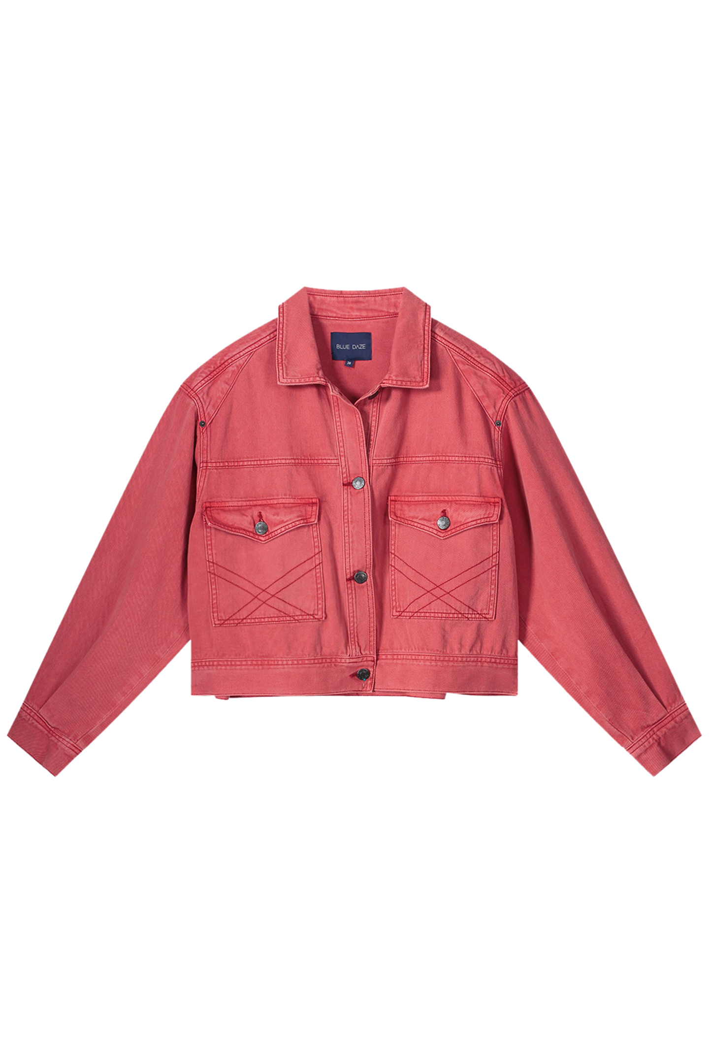 BOXY DENIM JACKET COLOURED DENIM REDS 3