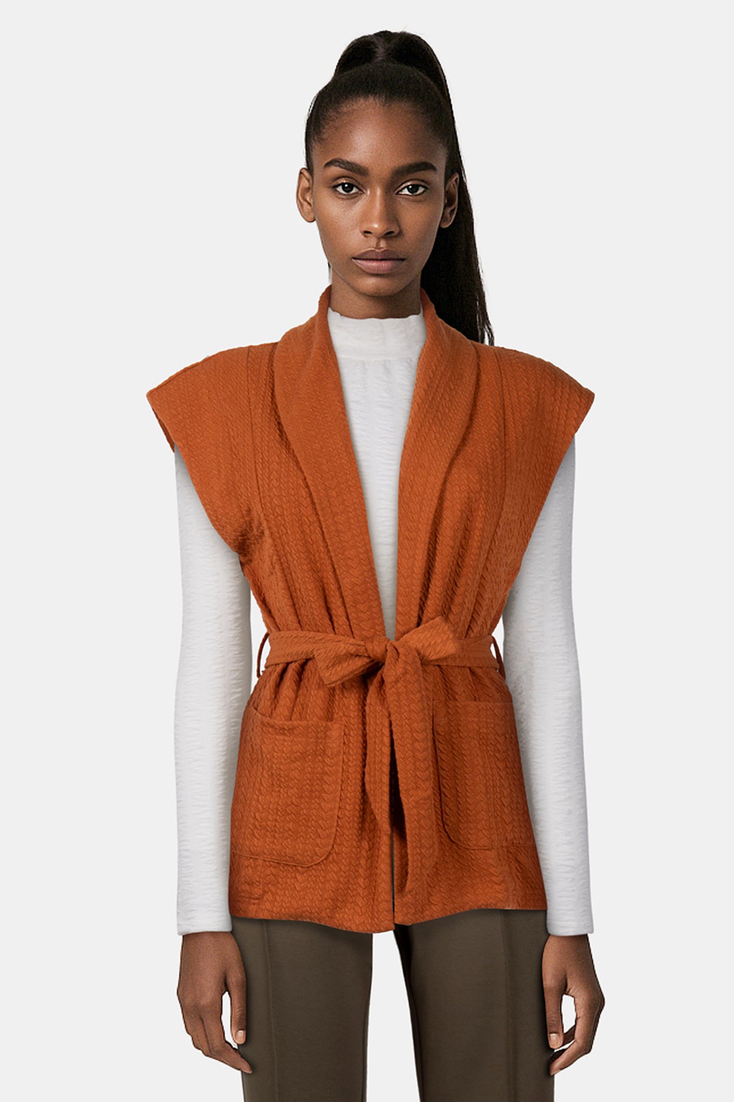 VEST SELF FABRIC WAISTBAND CARAMEL by Tramontana