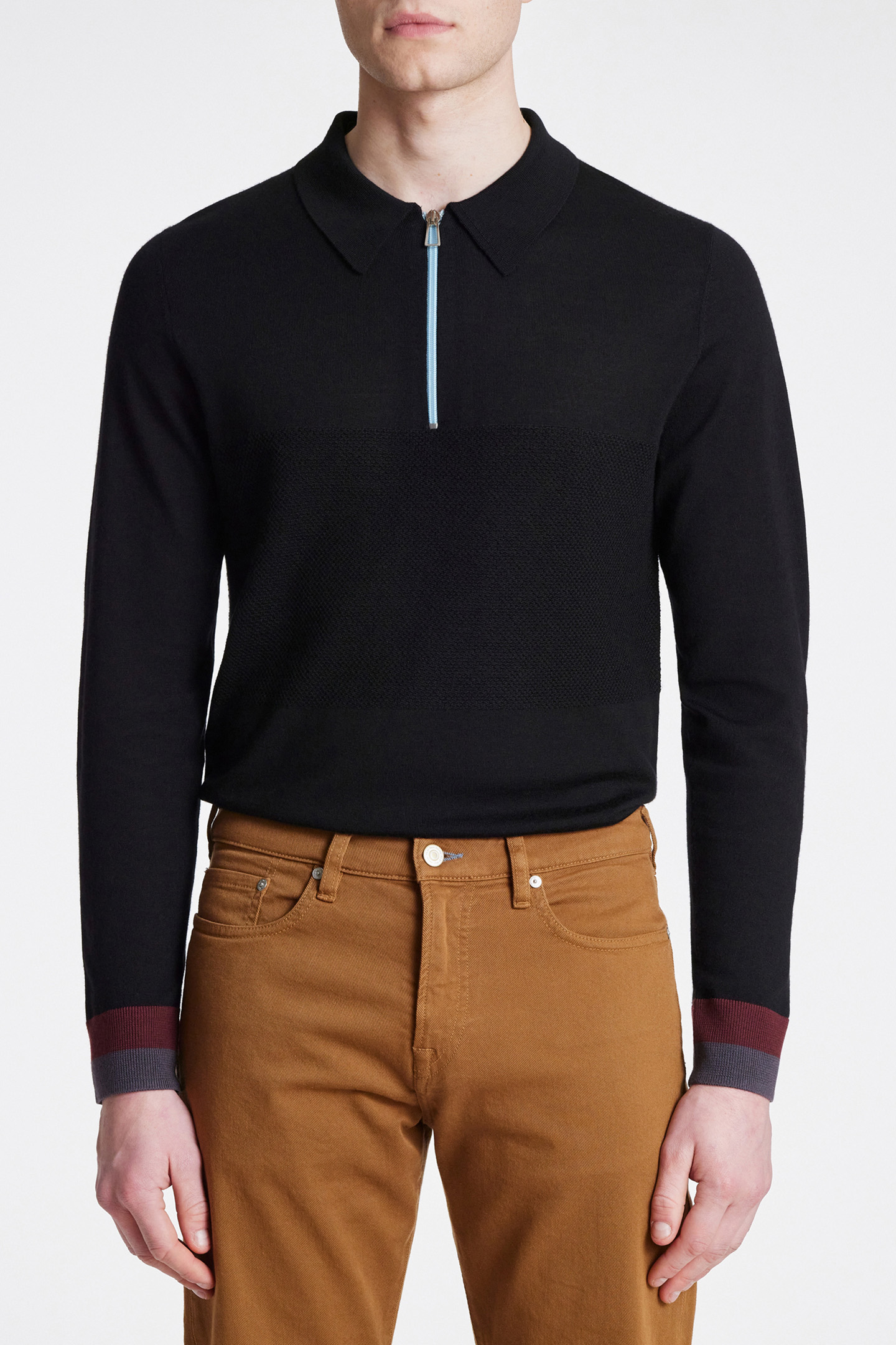 MENS SWEATER HALF ZIP BLACK 1