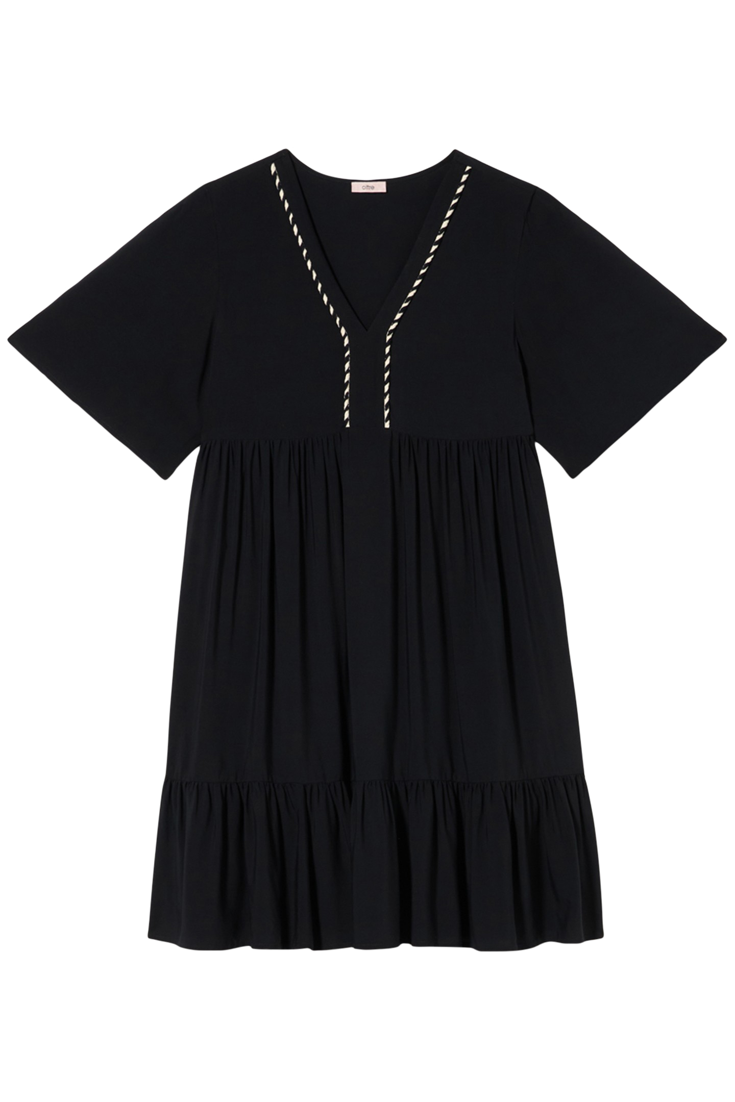 FLARED DRESS WITH TWO-COLOUR TRIM BLACK 3