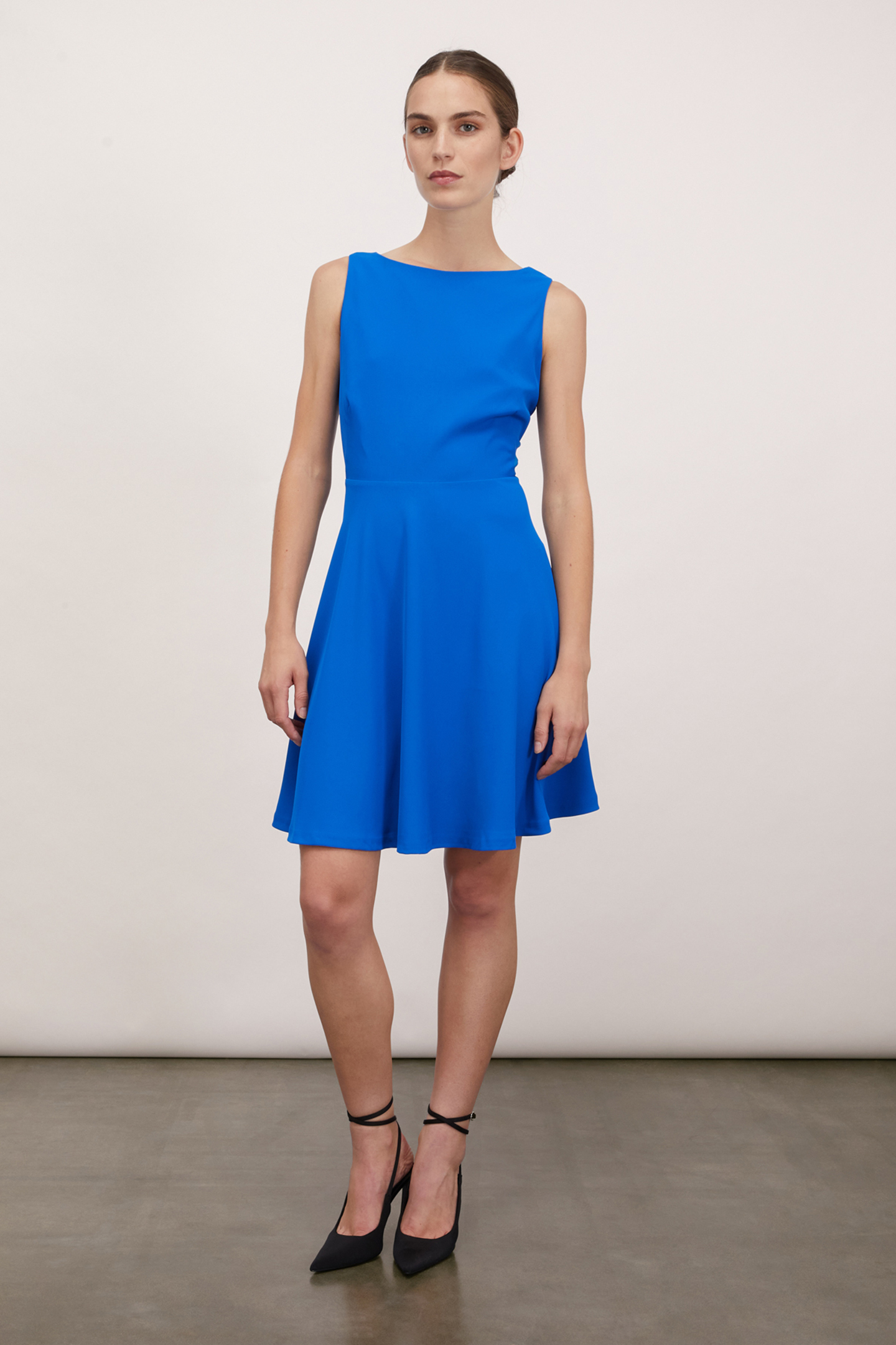 CREPE FABRIC MINI DRESS BLUE 3