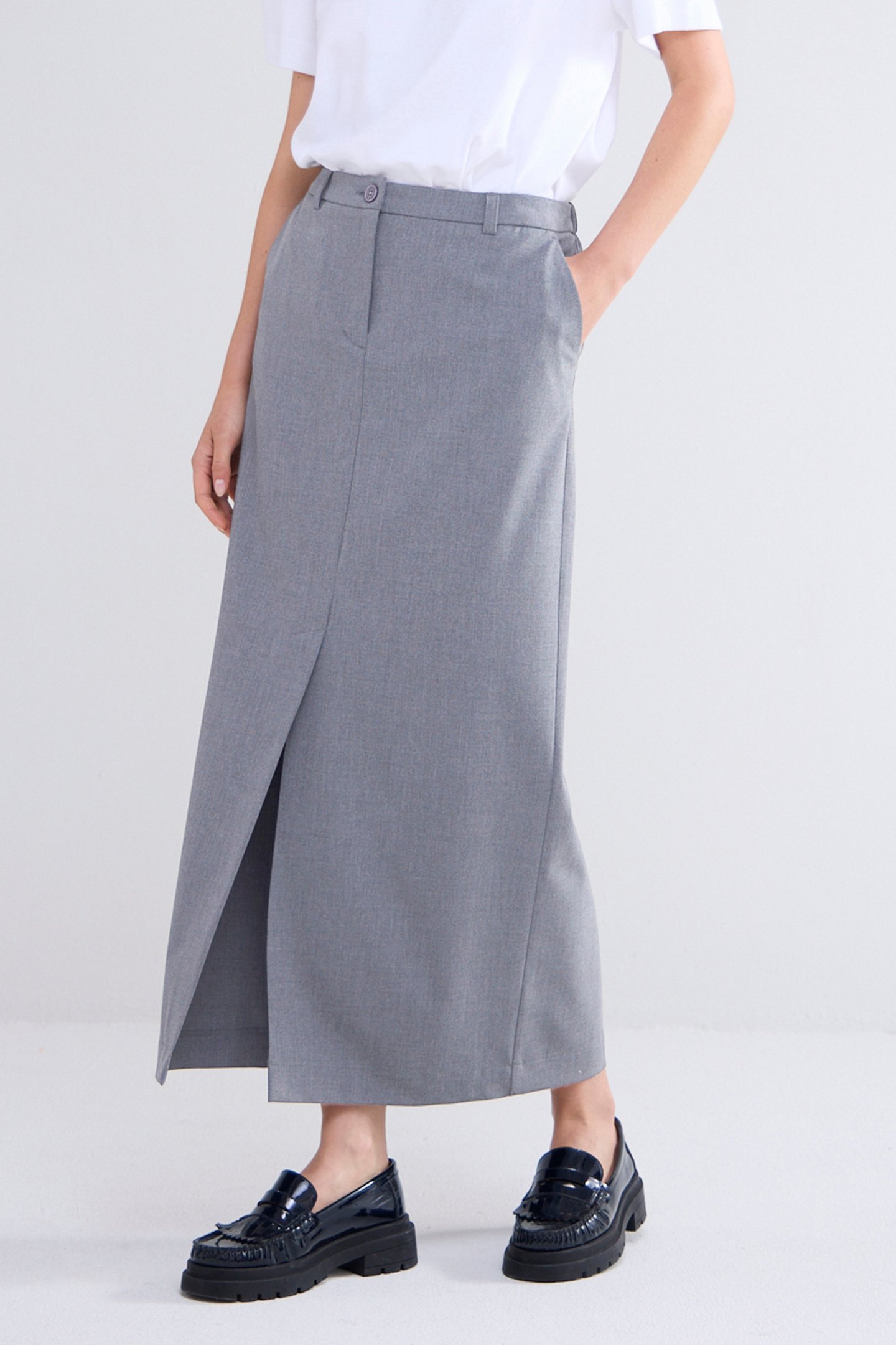 SKIRT VISCOSE BLEND STRETCH GREYS by Summum Woman