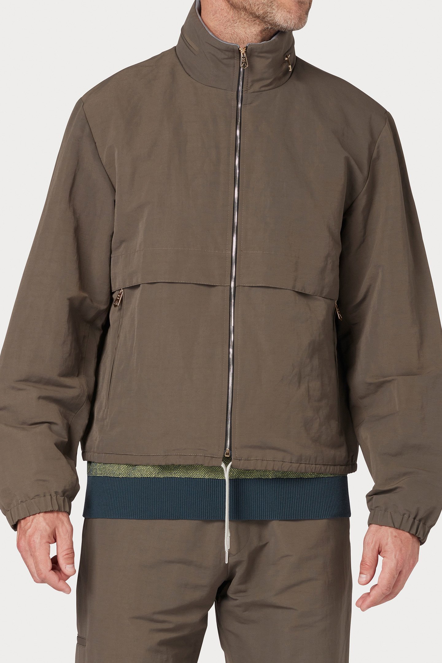 MENS ZIP FRONT JACKET DARK TAUPE 1