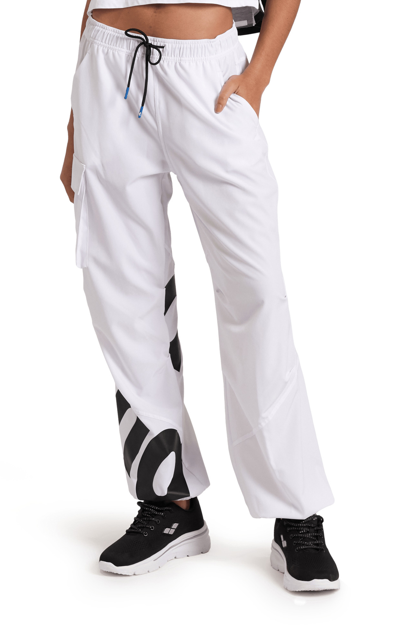 WOMEN'S ARENA LOGO CARGO PANT WHITE-BLACK by Arena