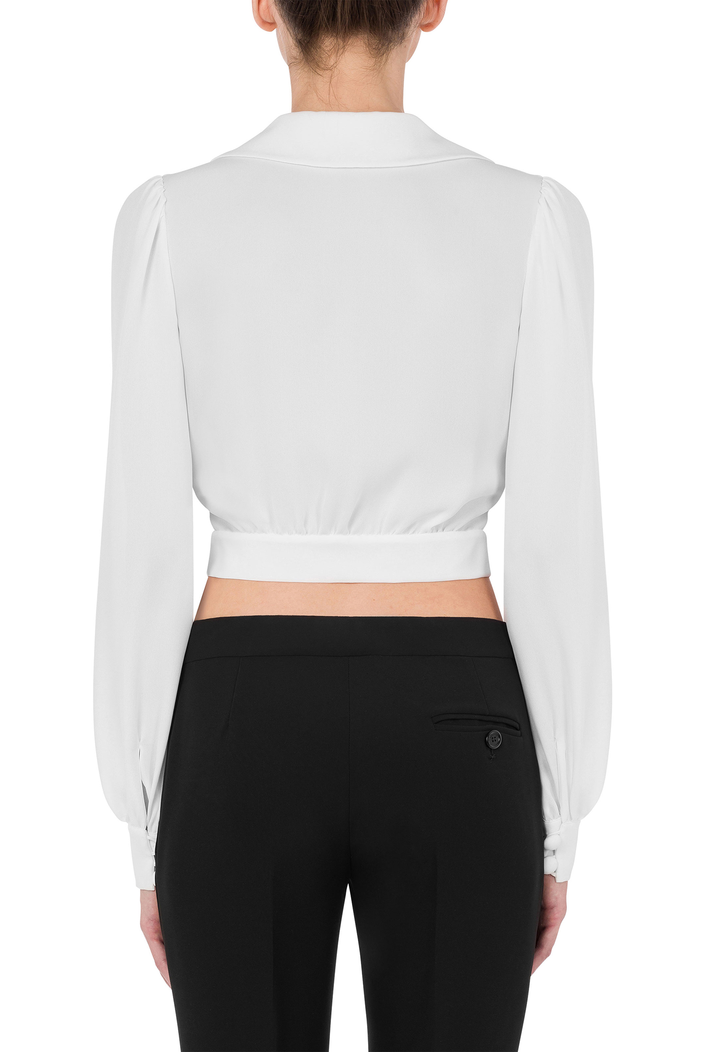 CROPPED SHIRT IN SILK CHARMEUSE WHITE 2
