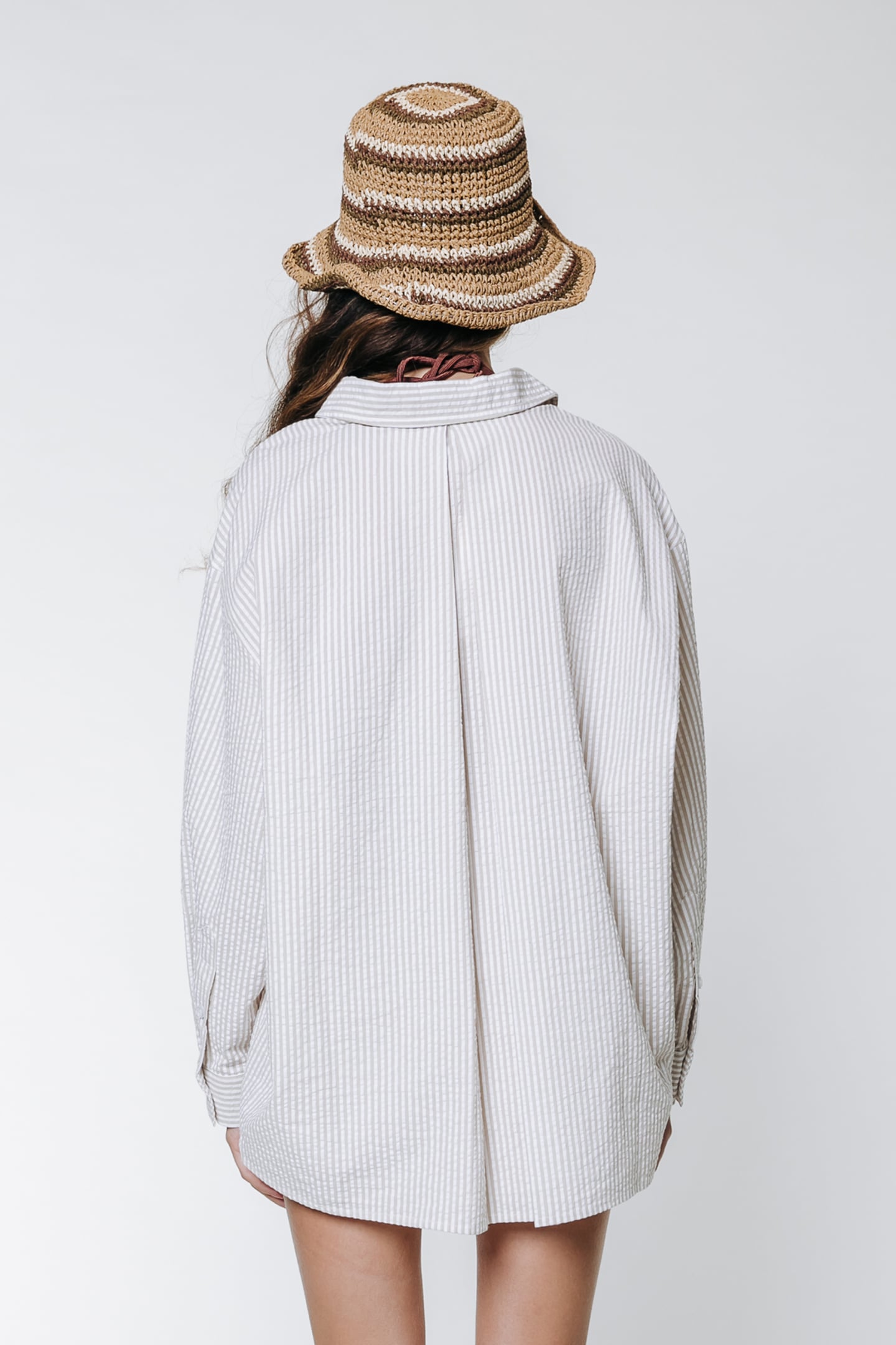 VICKY STRIPED DROPPED SHOULDER BLOUSE LIGHT SAND 2