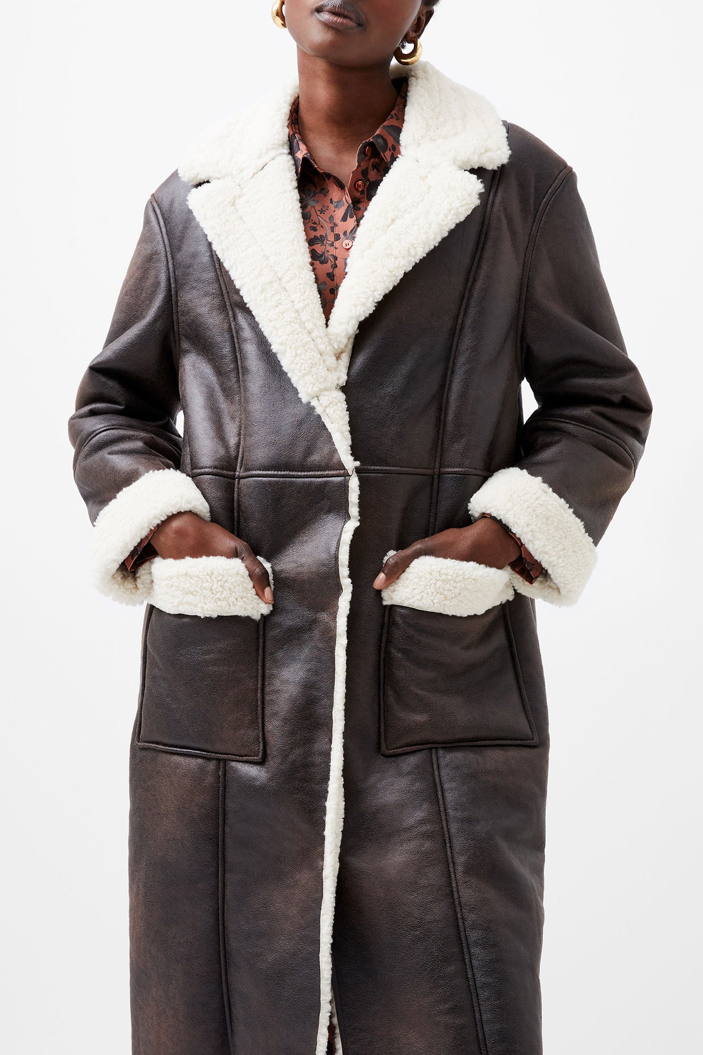 ARIZONA FAUX SHEARLING COAT CHOCOLATE 4
