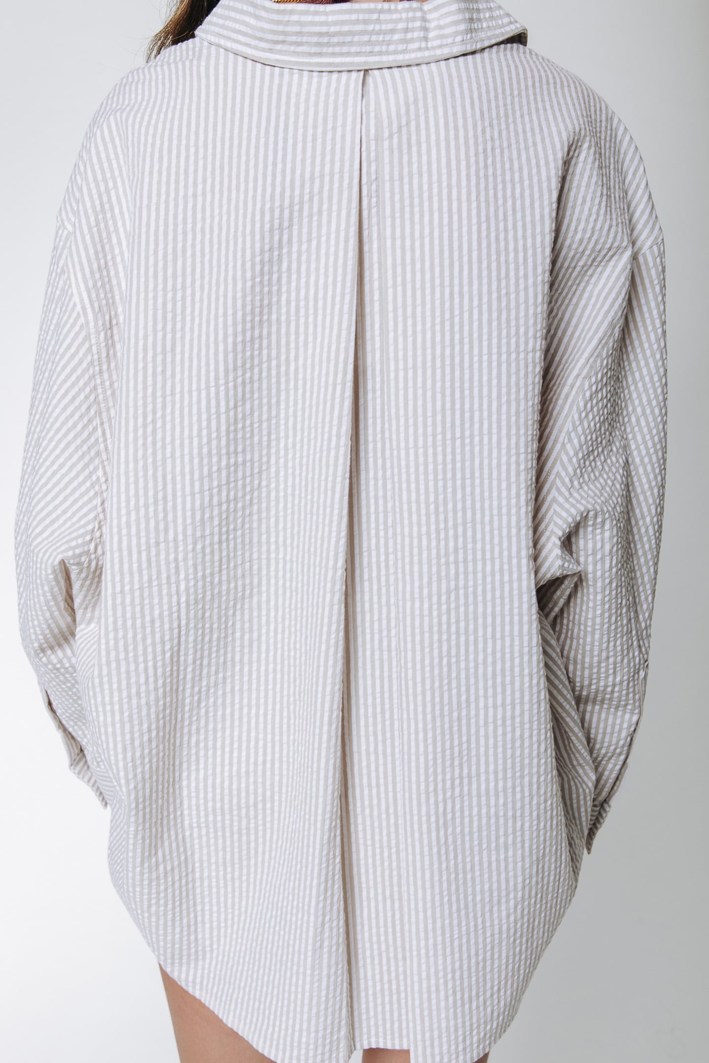 VICKY STRIPED DROPPED SHOULDER BLOUSE LIGHT SAND 3