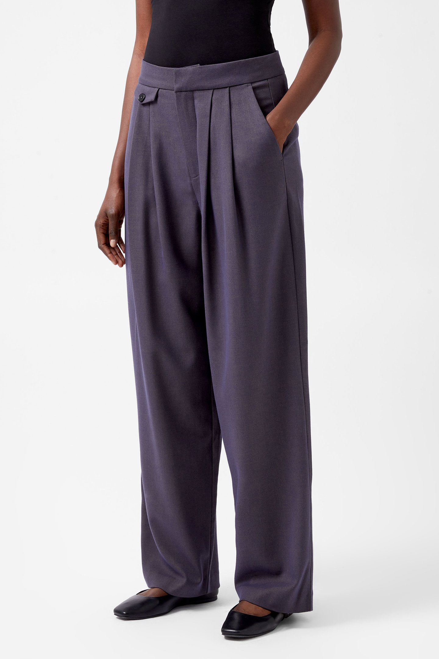 CARMINE FLANNEL TROUSERS CHARCOAL by French Connection