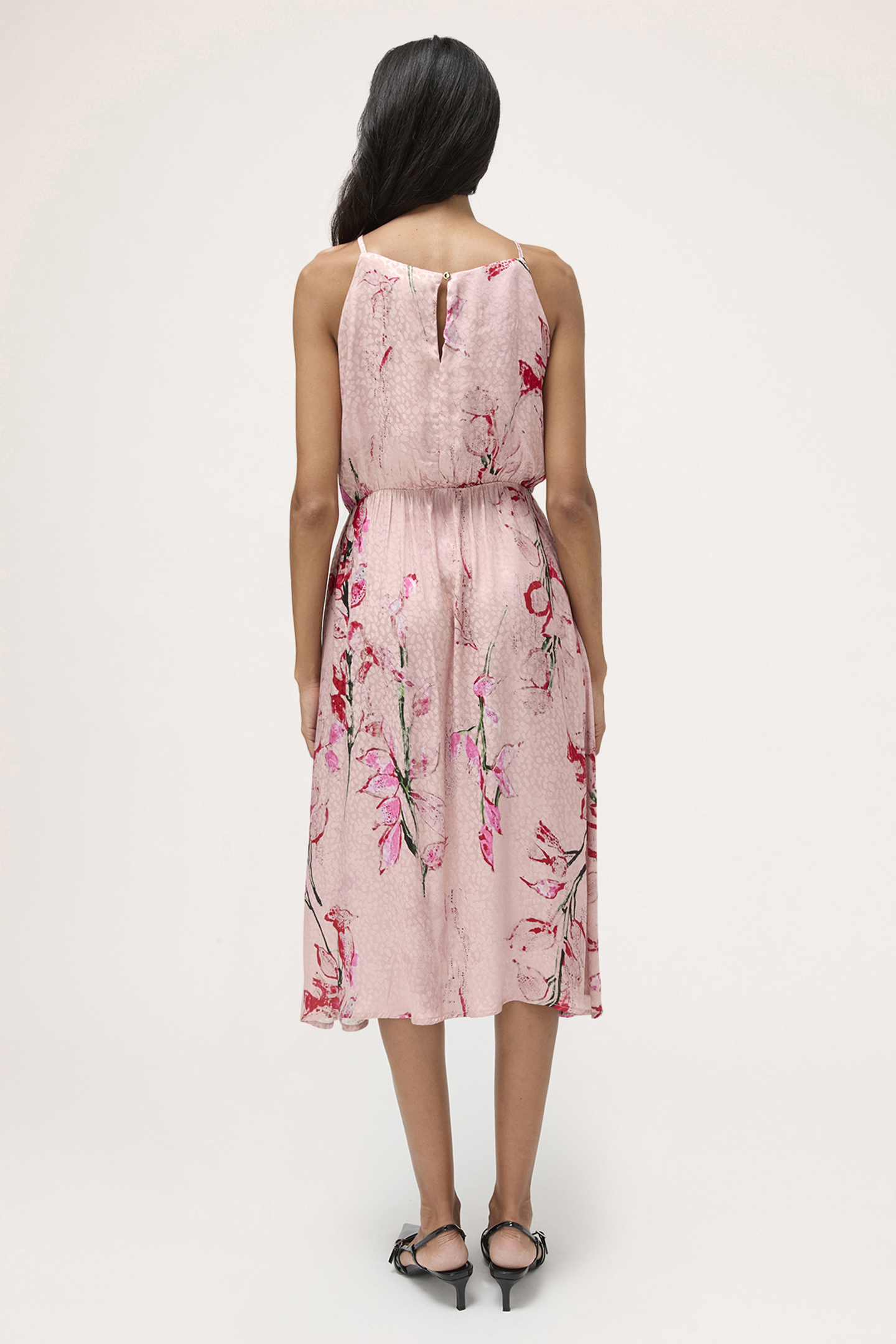 SATIN DRESS WITH FLOWER PATTERN PINK 2