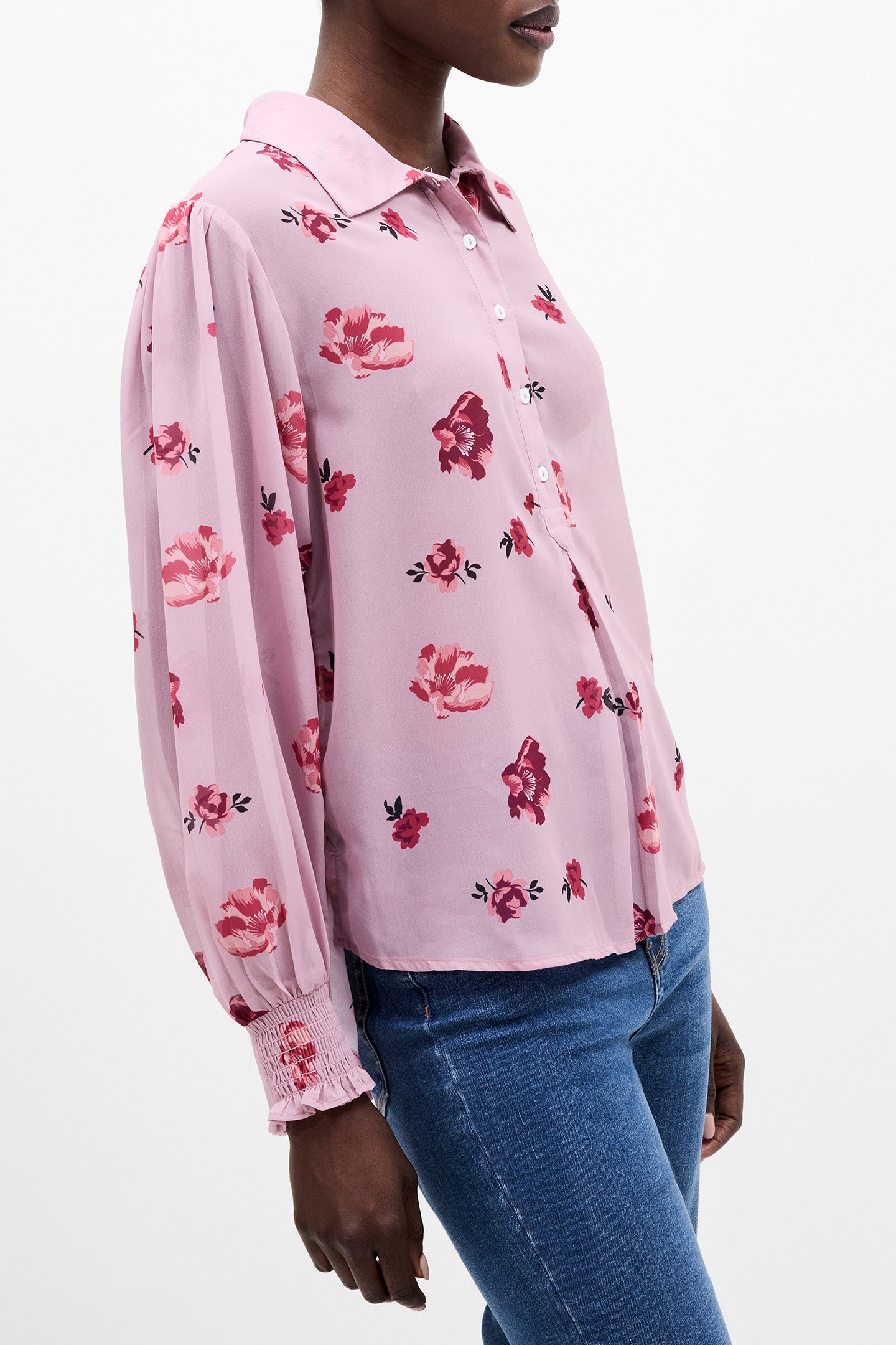 ELLA ROSE GEORGETTE LONG SLEEVE TOP SWEETPEA MULTI 3