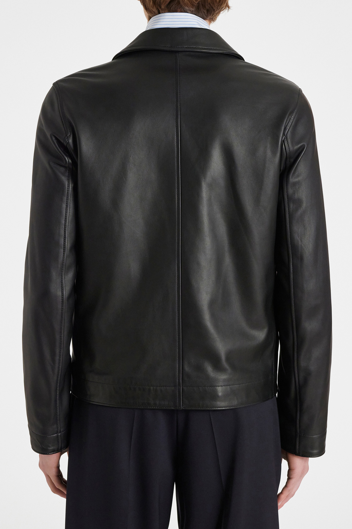 LEATHER ZIP FRONT JACKET BLACK 2