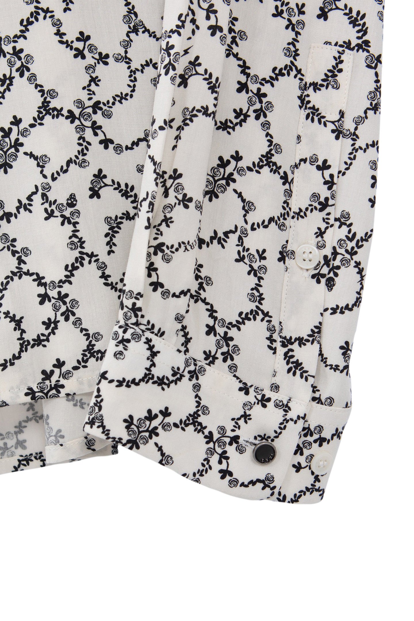 SLIM CHALK SHIRT WITH SKULL AND FLOWERS PRINT 7