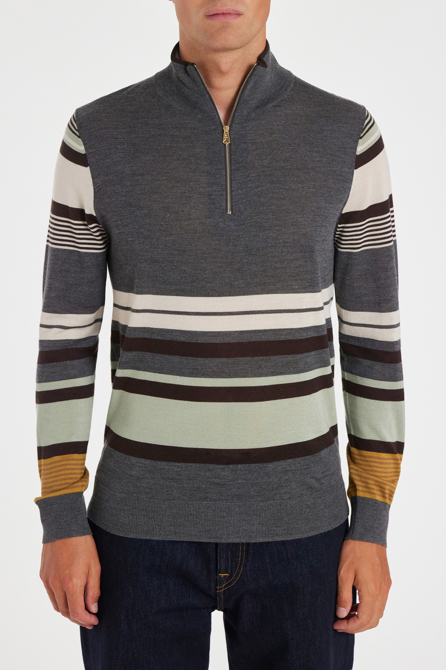 SWEATER ZIP NECK SLATE 1