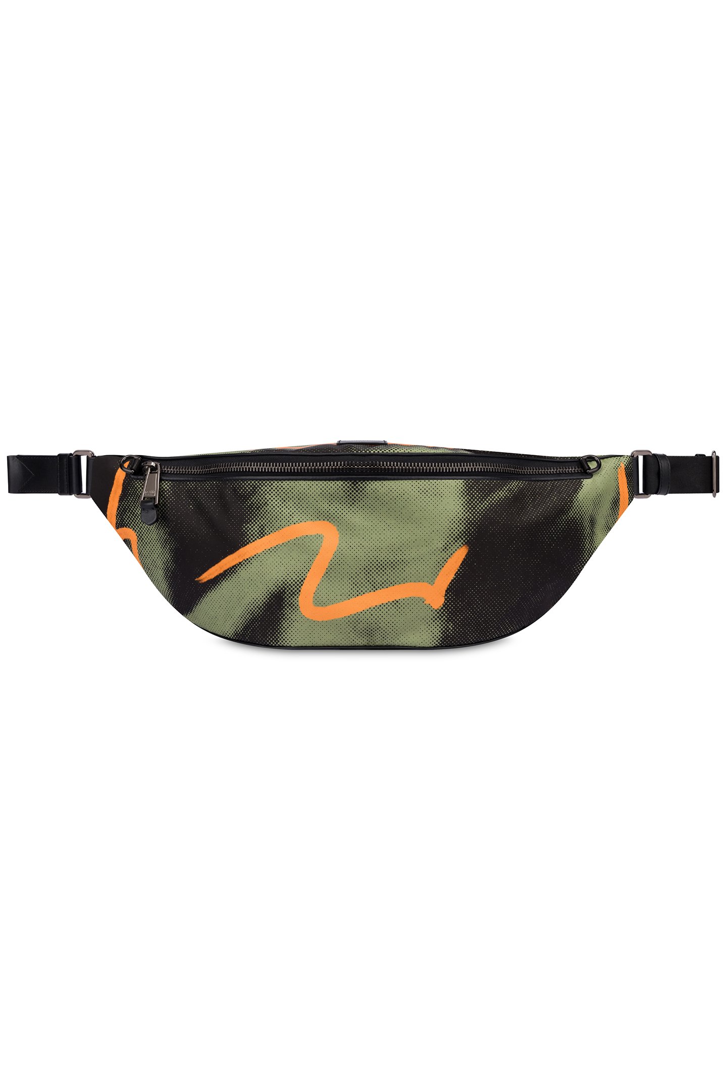LARGE NYLON WAIST BAG SHADOWS & SQUIGGLES GREEN 1