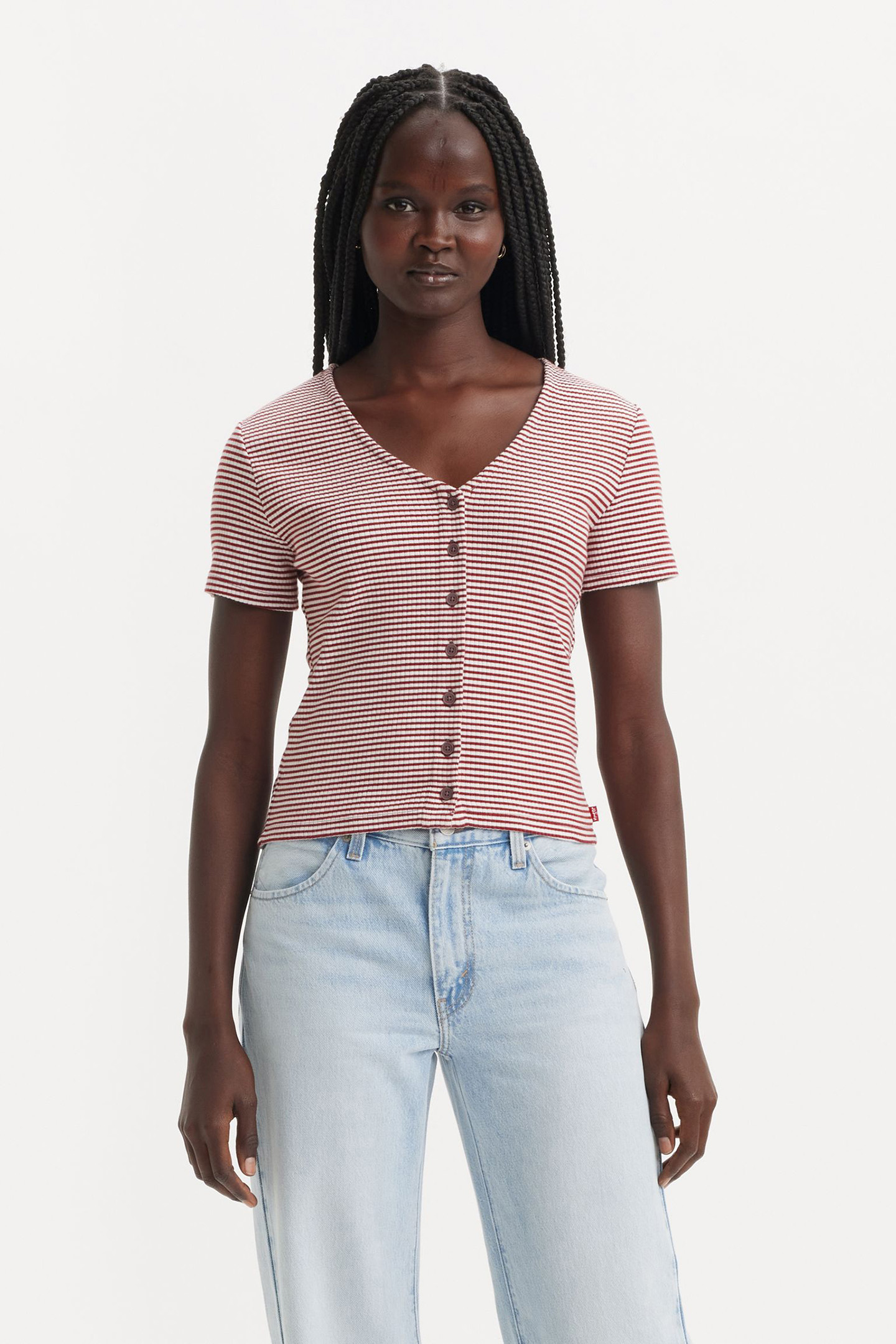 MUSE SS TEE VANILLA STRIPE SUNDRIED TOMATO 1