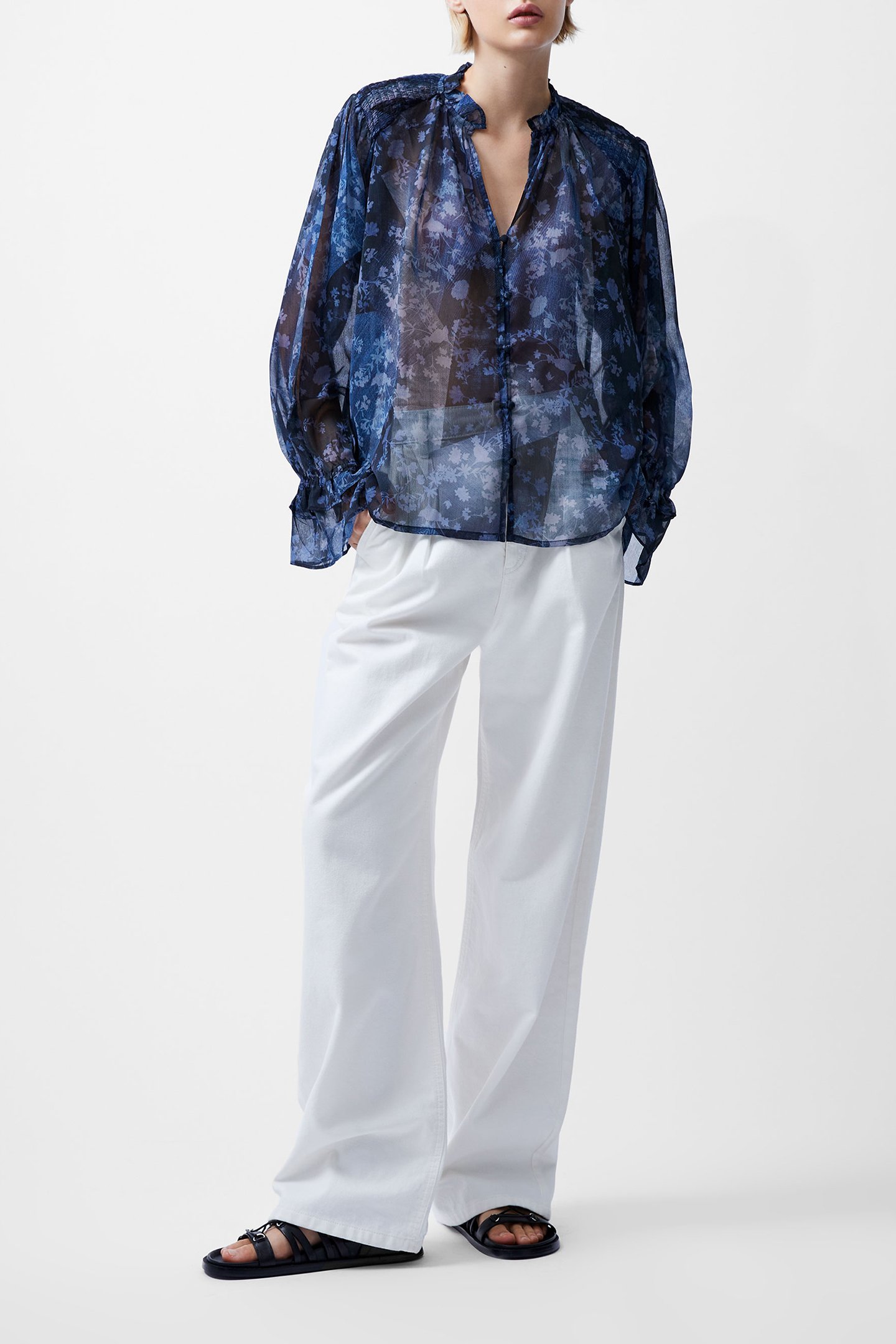 DAWN HALLIE CRINKLE TOP INDIGO by French Connection