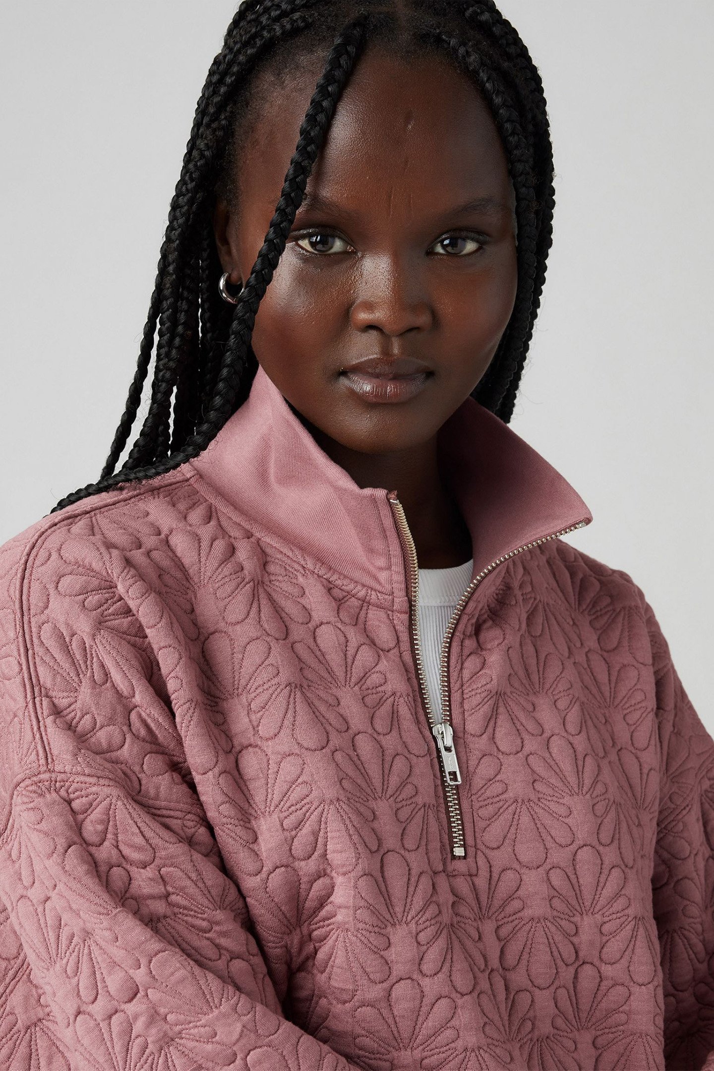 NAVARRO QUILTED 1/4 ZIP ROSE TAUPE FLEECE 4