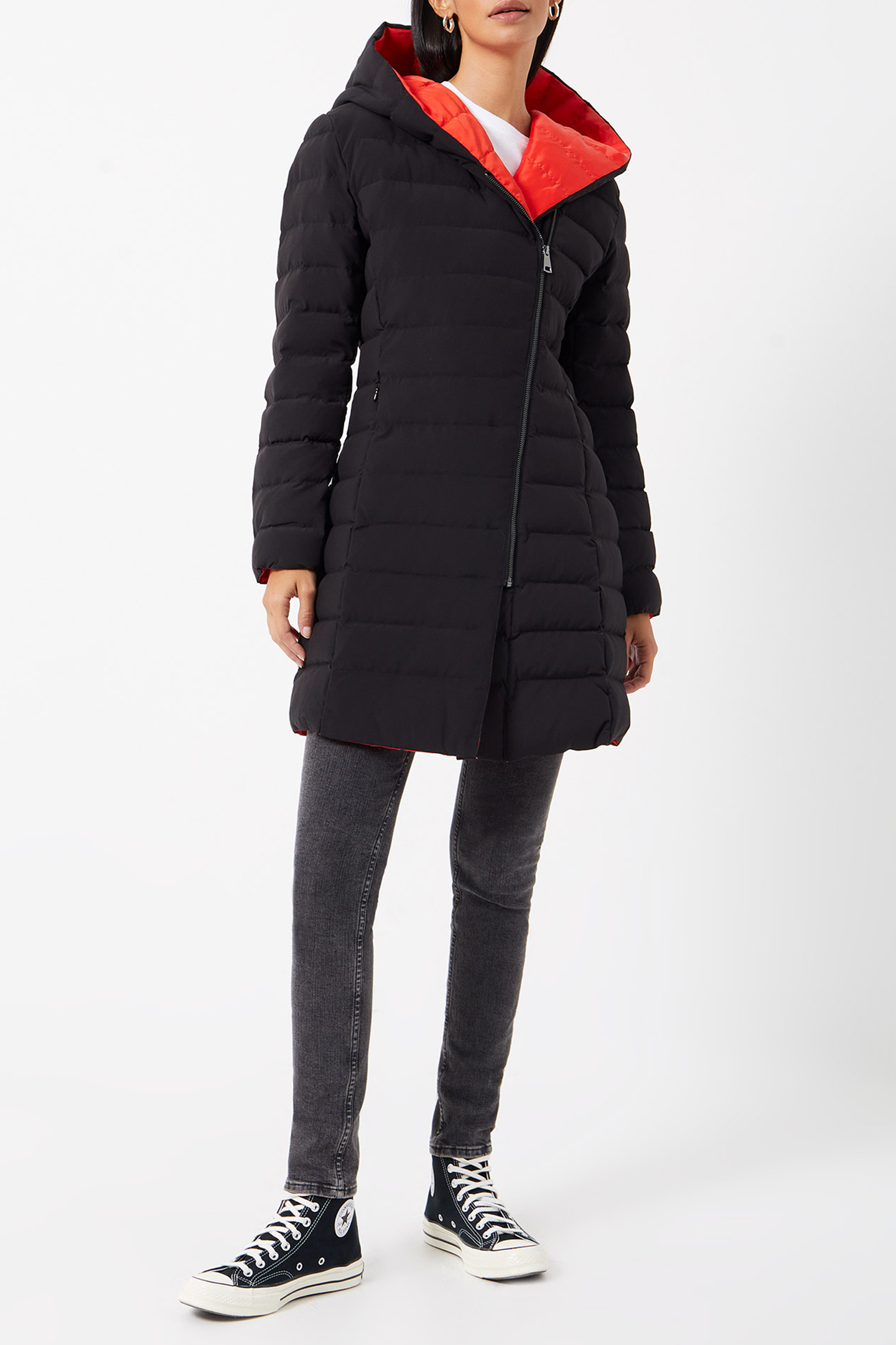 IOLANI MIDI PUFFER COAT BLACK/SETTING SUN 2