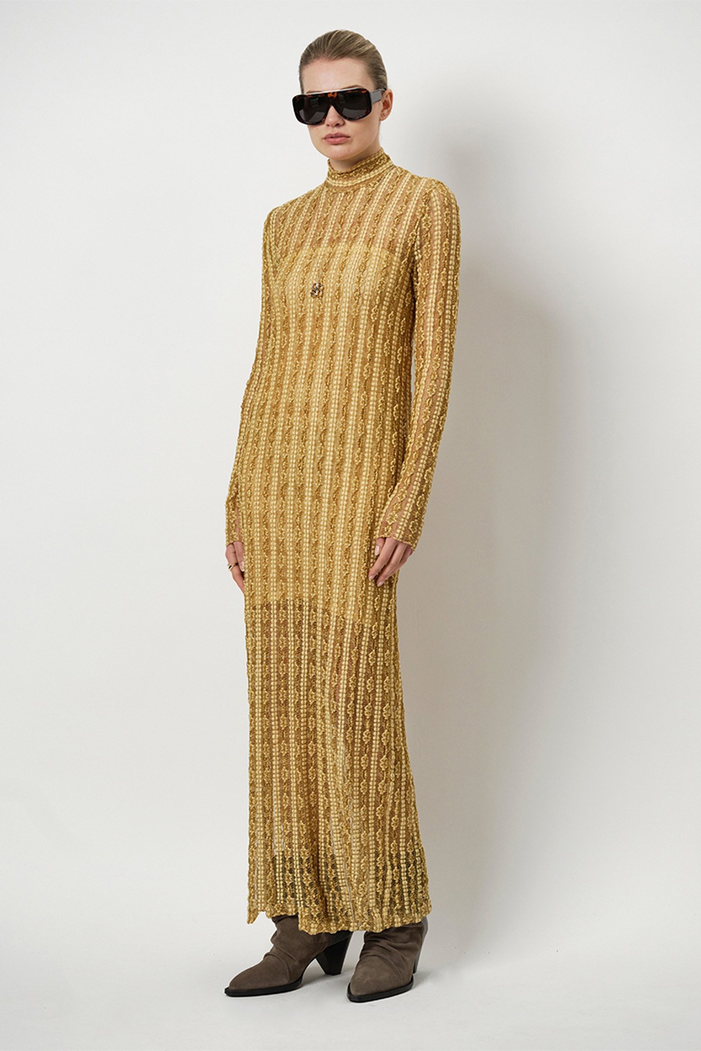 UNIQUE LACE MAXI DRESS TENDER YELLOW by Dante6