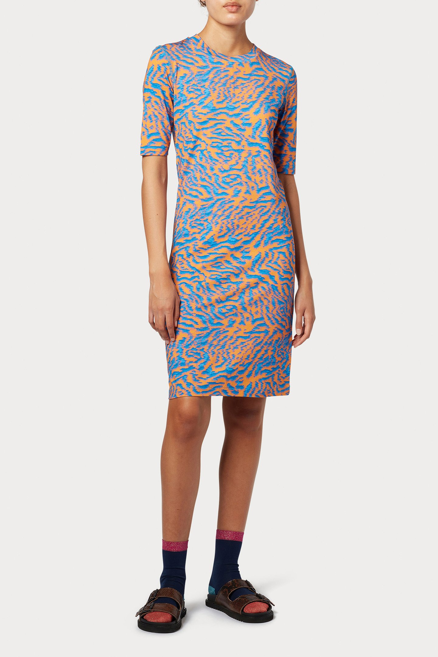 WOMENS PRINTED DRESS ORANGE 1