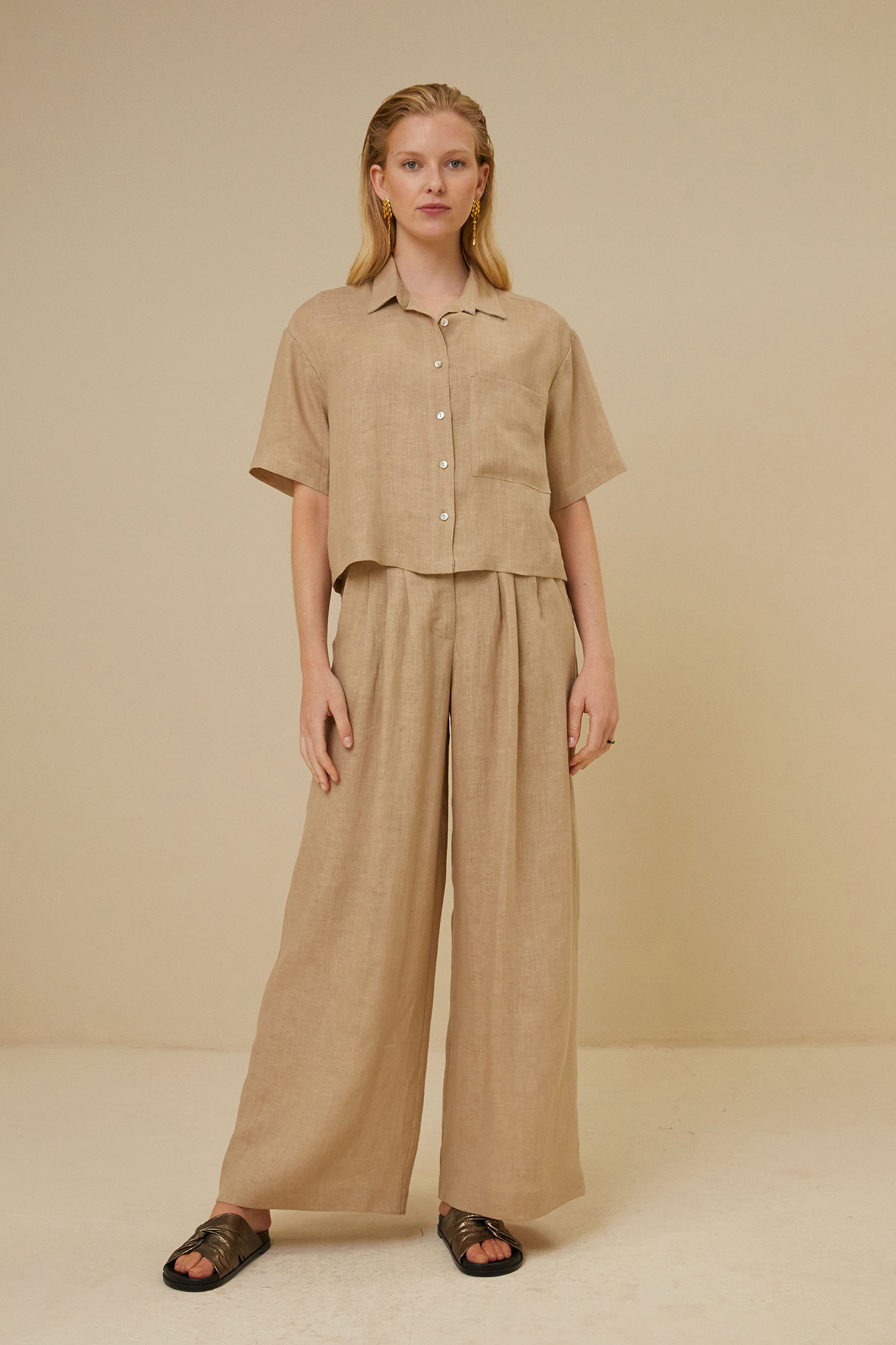 CRIS LINEN BLOUSE LATTE 2