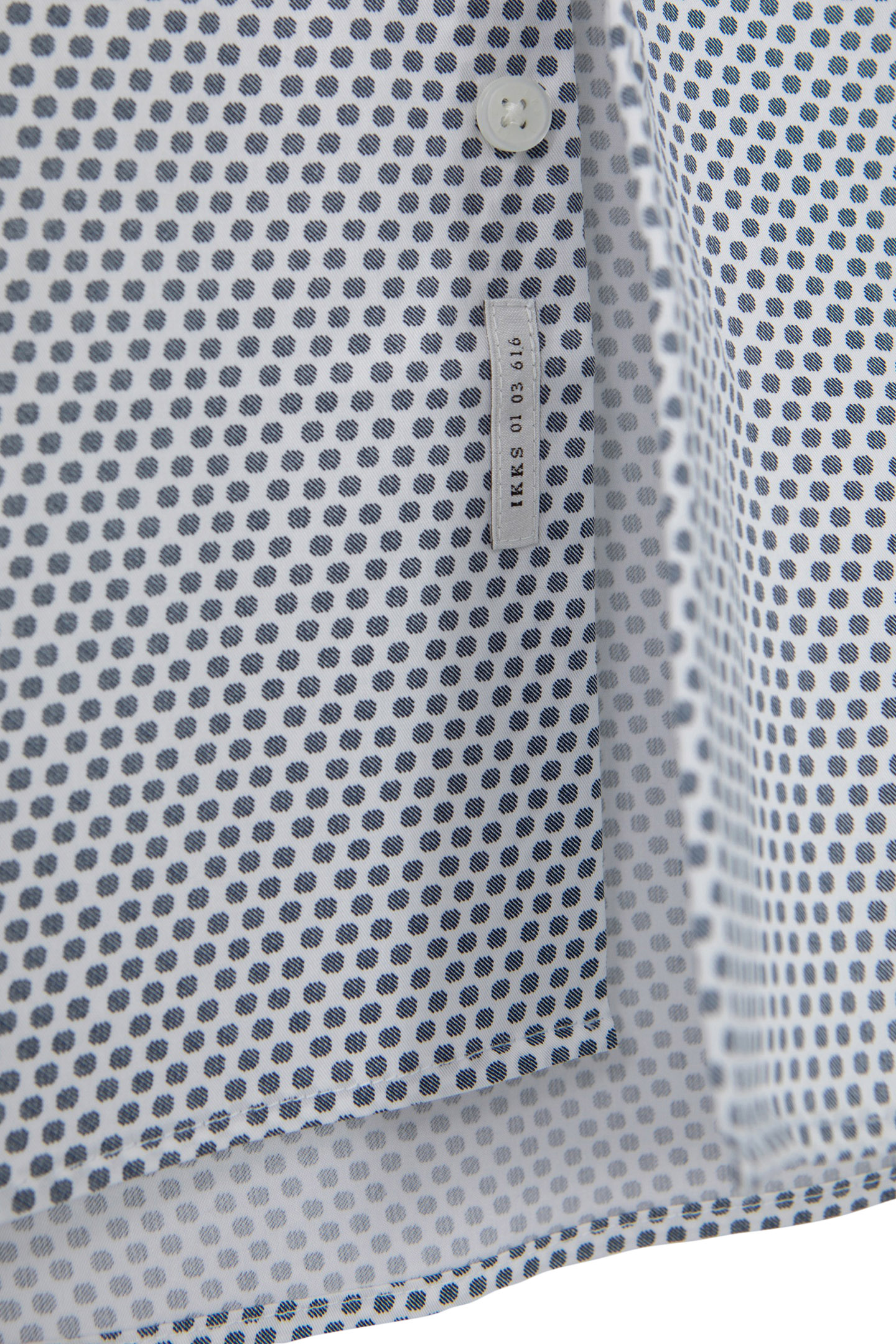 OFF-WHITE SLIM SHIRT WITH NAVY POLKA DOT PRINT 7