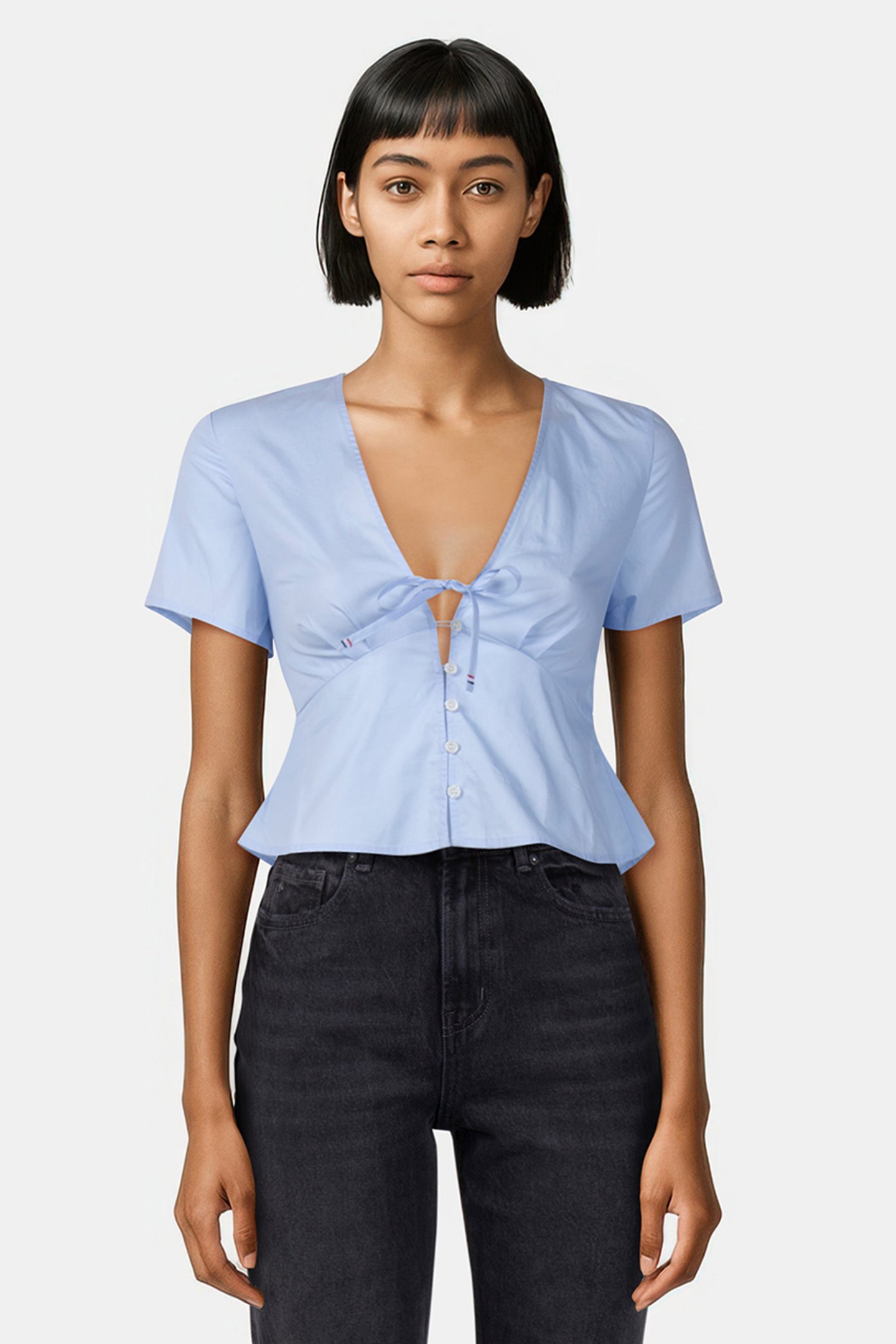 TJW SS TIE POPLIN BL SWEET BLUE by Tommy Hilfiger