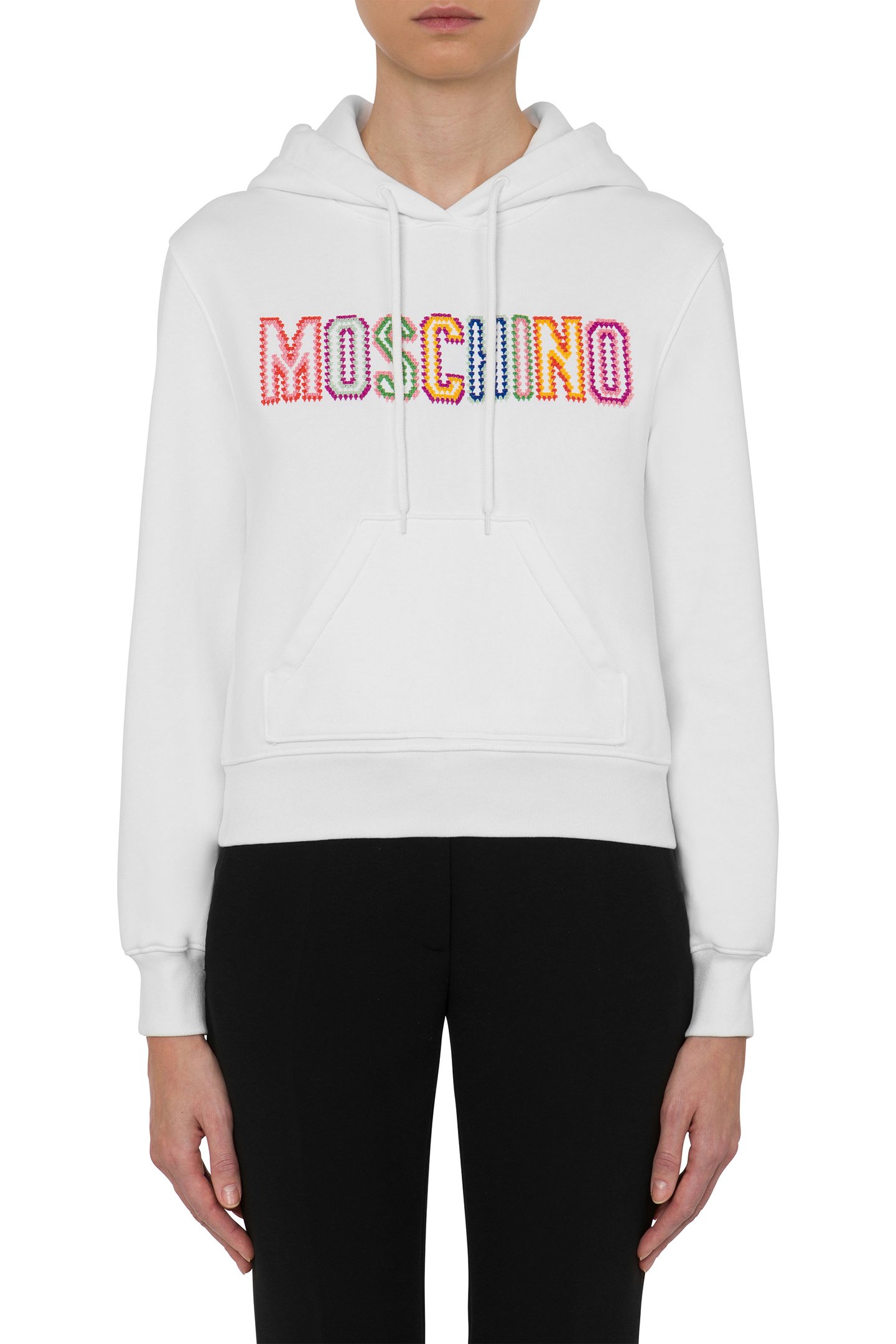 CROCHET LOGO ORGANIC COTTON SWEATSHIRT WHITE 1