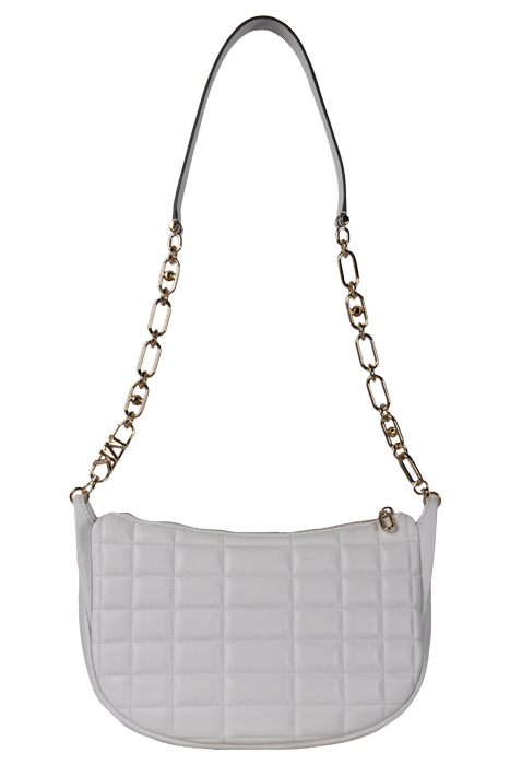 LARGE QUILTED CHAIN STRAP MESSENGER BAG IN WHITE 3