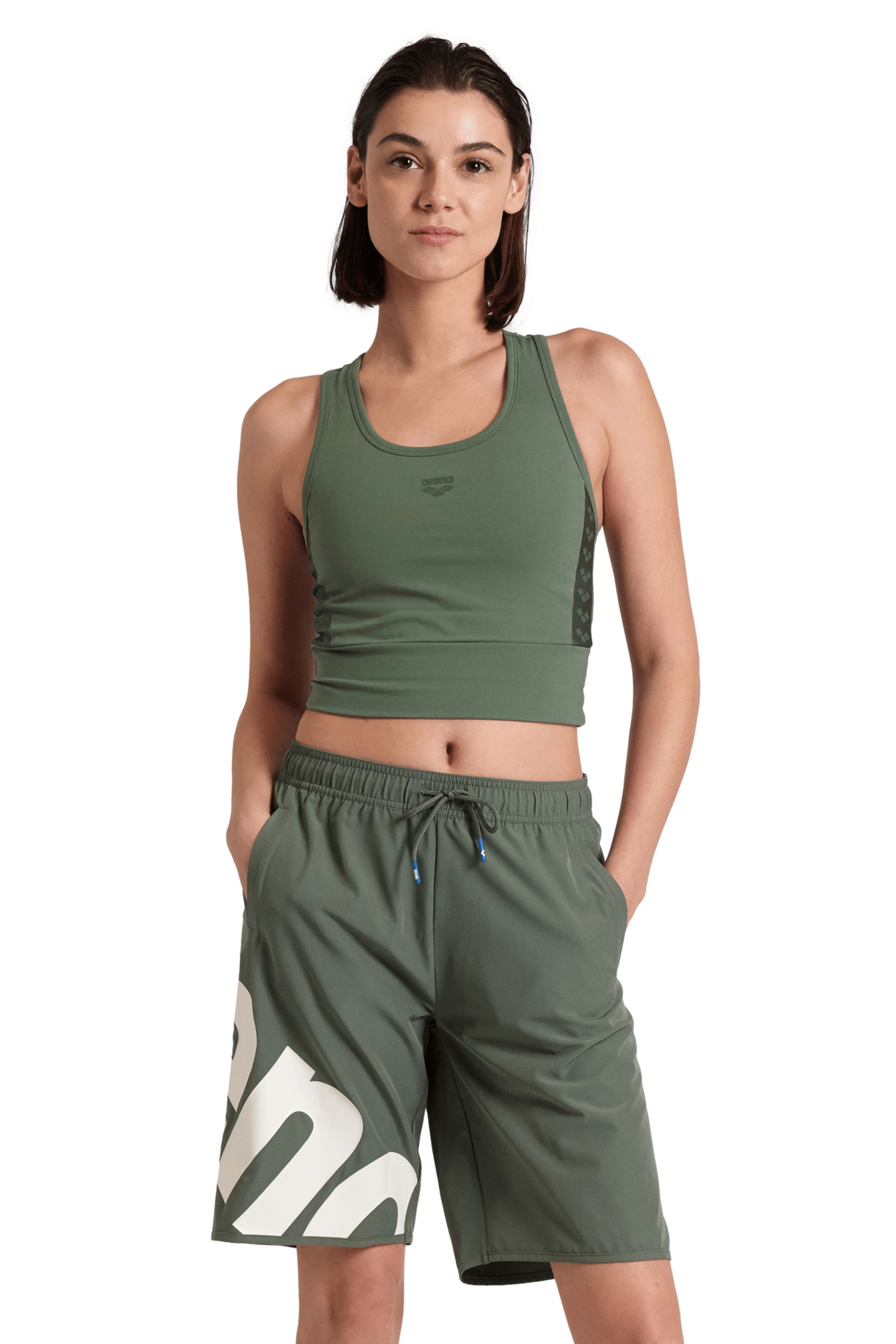 WOMEN'S ARENA LOGO BERMUDA SAGE-WHITE by Arena