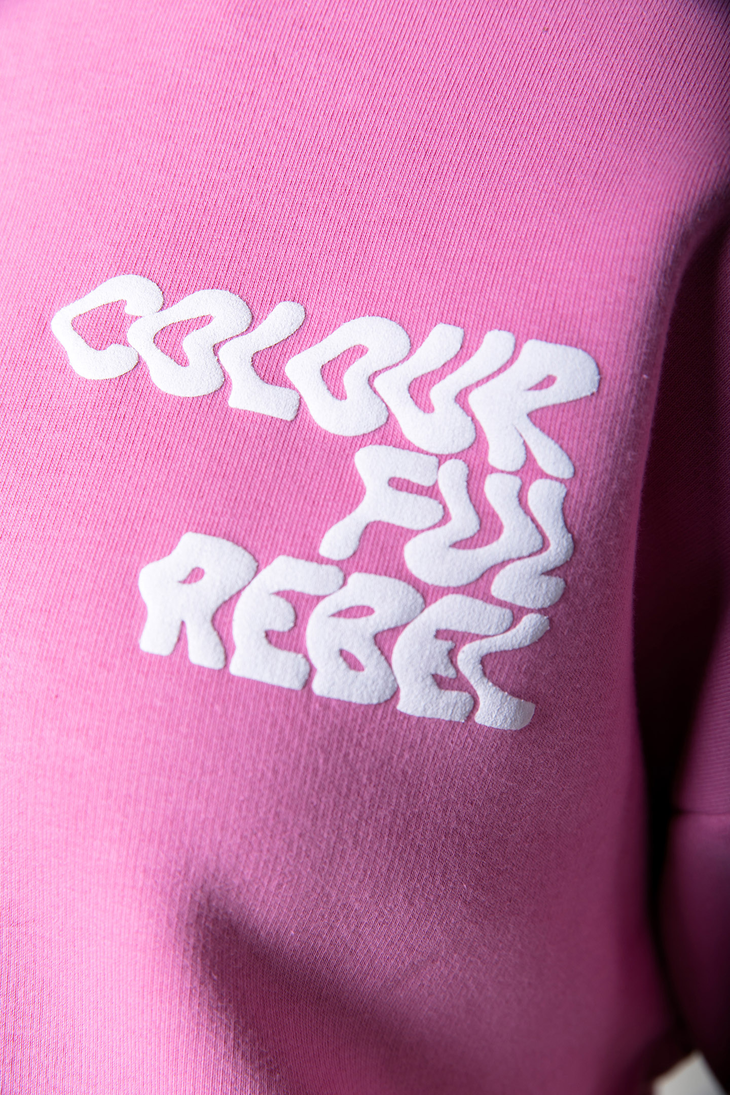 LOGO PUFF CROPPED RAW EDGE HOODIE MEDIUM PINK 4