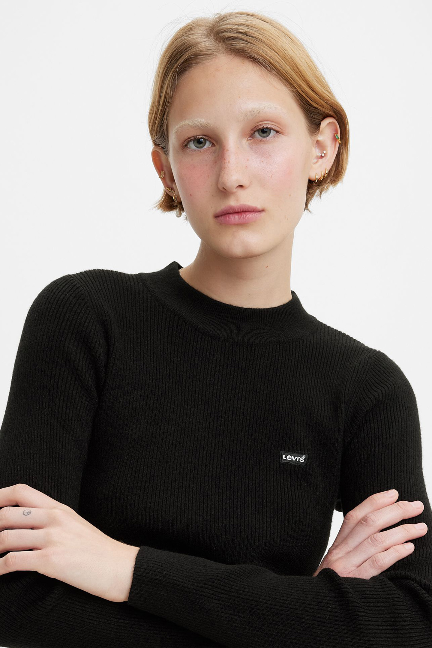 RIB CREW SWEATER CAVIAR WOOL LIKE 4