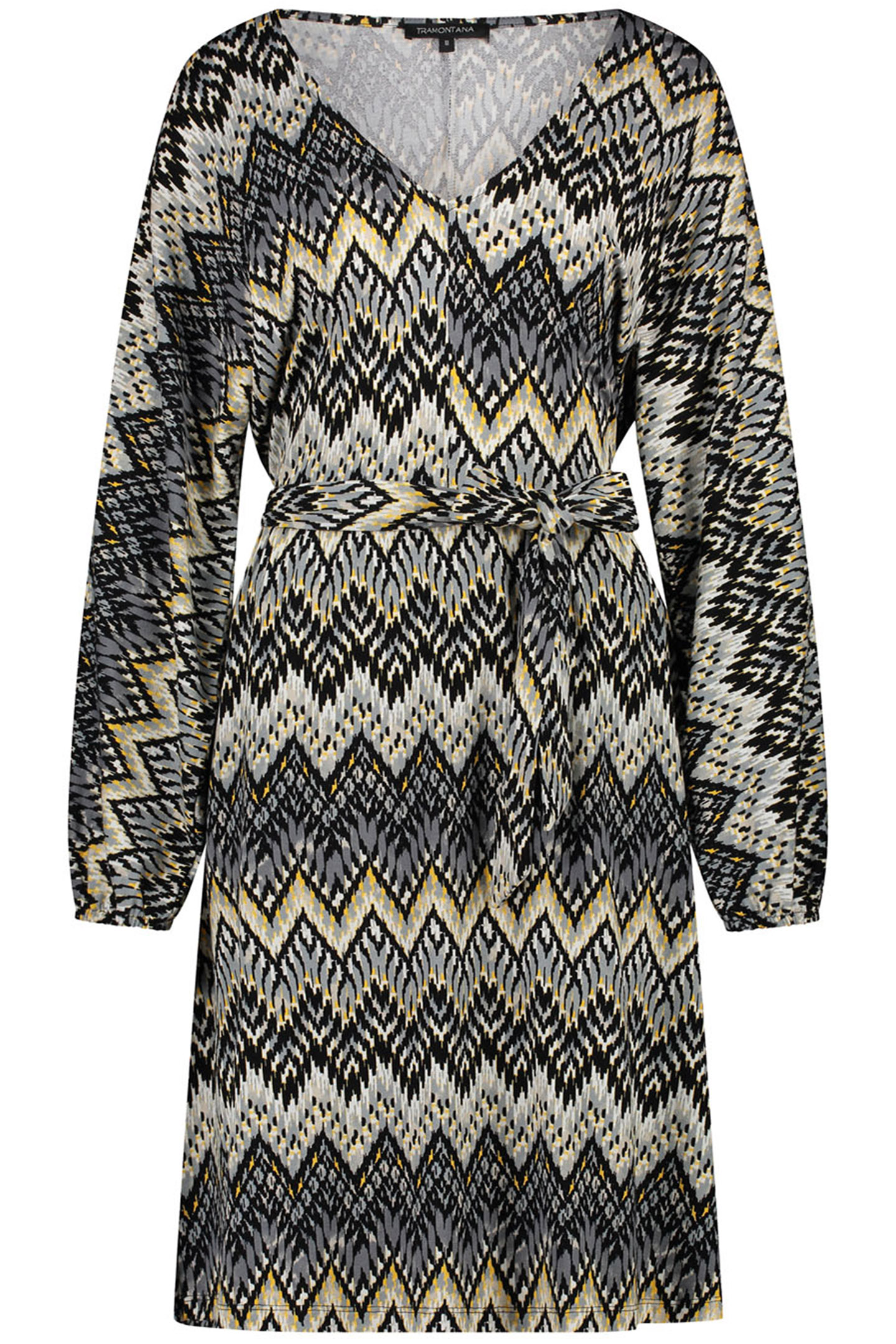 DRESS FLAME STITCH PRINT GREYS by Tramontana