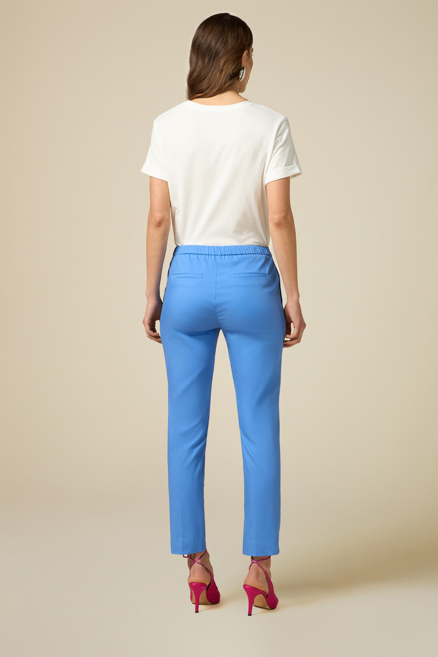 BASIC COTTON-BLEND TROUSERS BLUE 3