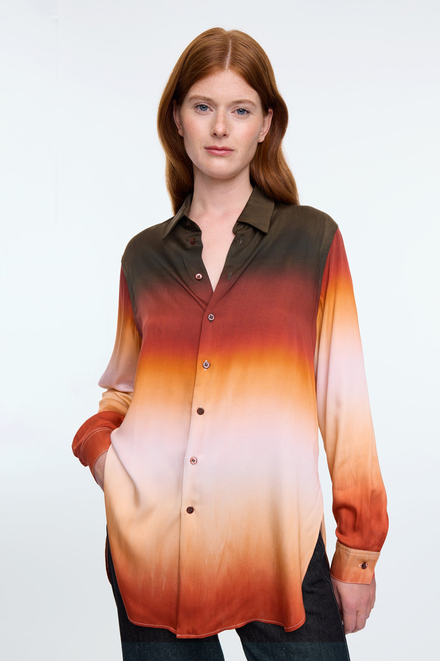 LONG DEGRADEE PRINTBLOUSE CINNAMONSTICK/ROSEDUST 1