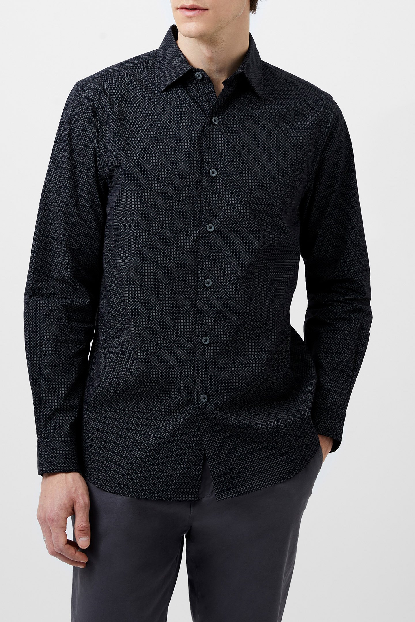 REGULAR FIT/CLASSIC COLLAR BLACK GEO by French Connection