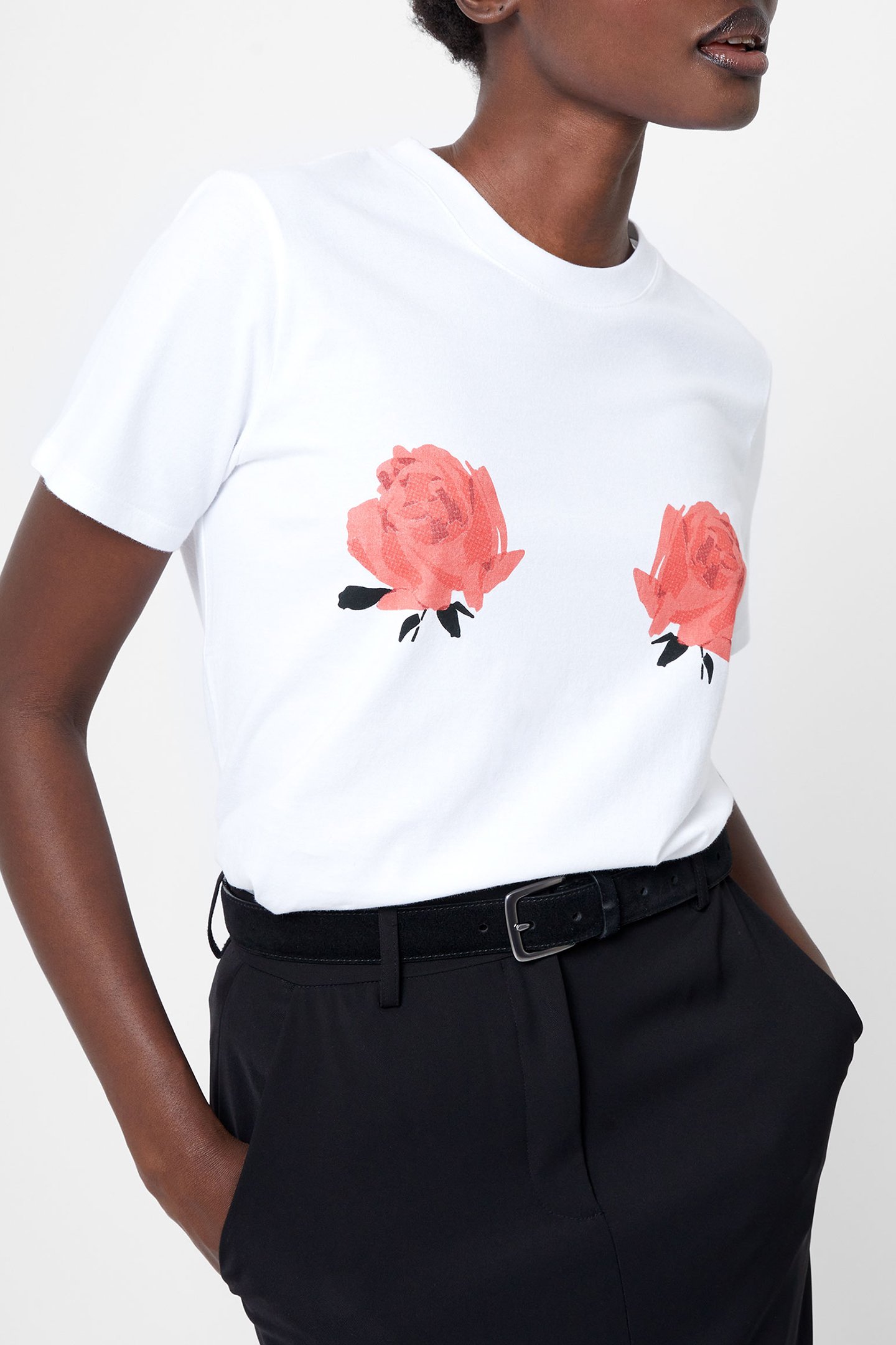 ROSES GRAPHIC TEE WHITE by French Connection