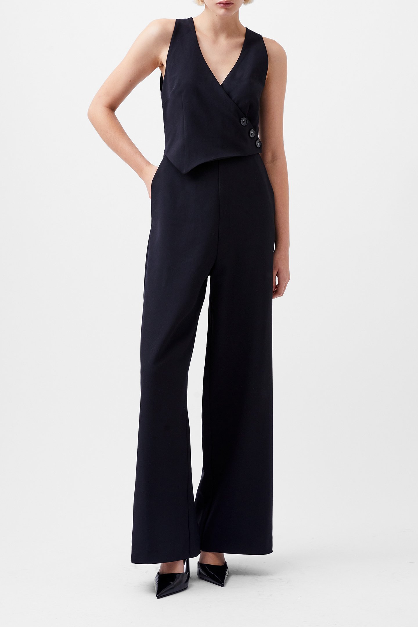 AZRA TWILL JUMPSUIT BLACKOUT by French Connection