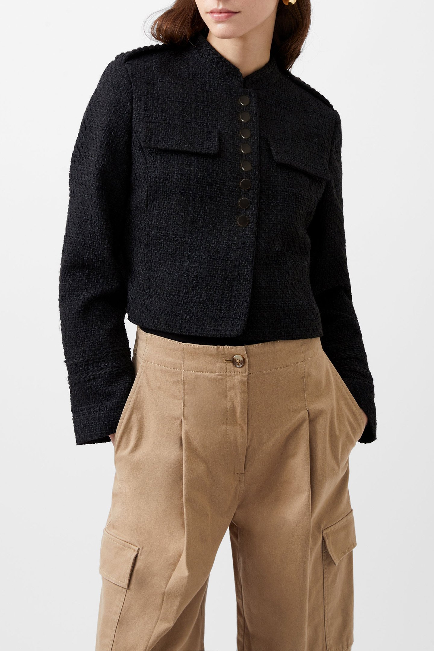 FELICE TWEED MILITARY JACKET BLACKOUT by French Connection