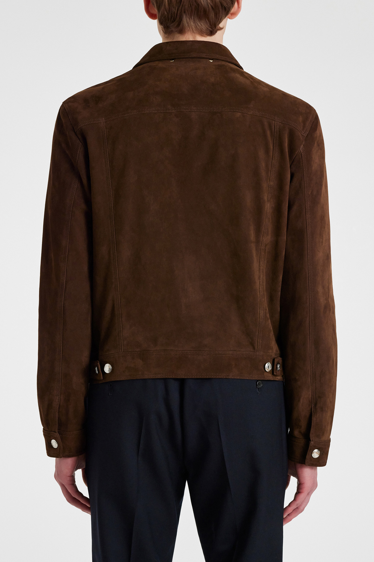 MENS SUEDE DENIM STYLE JACKET DARK BROWN 2