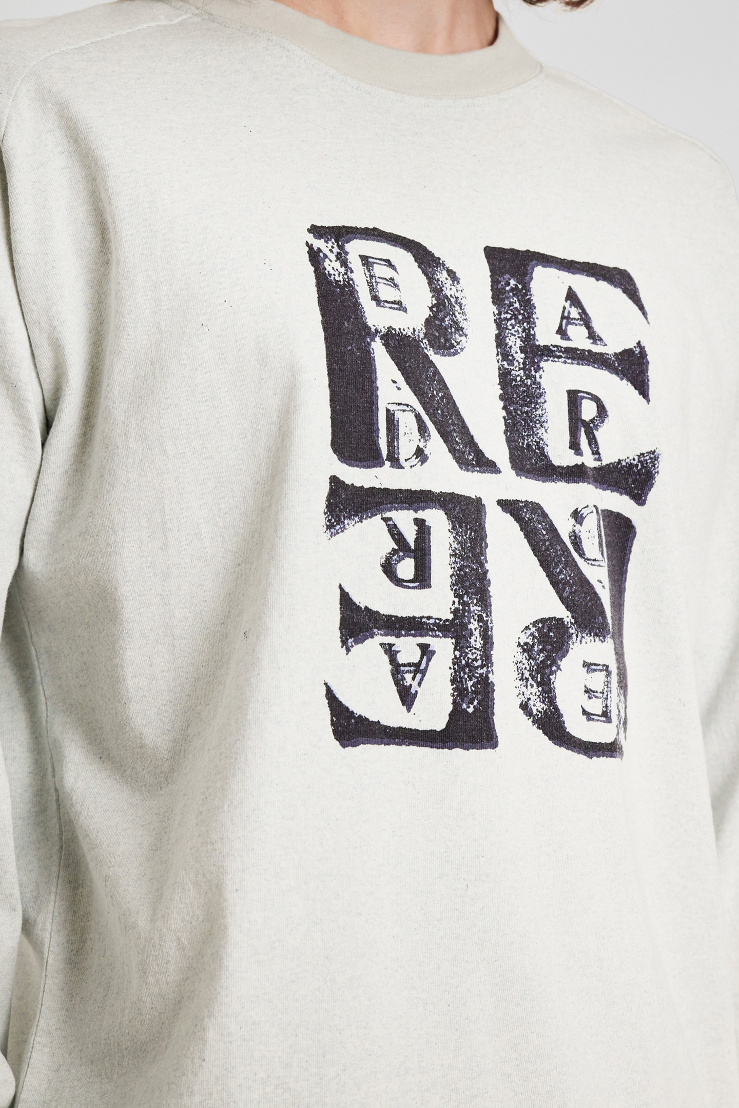 MENS GREY LS TSHIRT STAMP PRINT GREY BEIGE 5