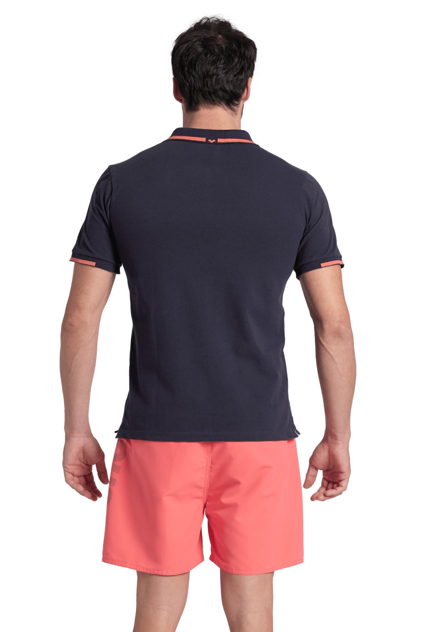 MEN'S POLOSHIRT ARENA TRIM COTTON PIQUET NAVY-CALYPSO CORAL 2