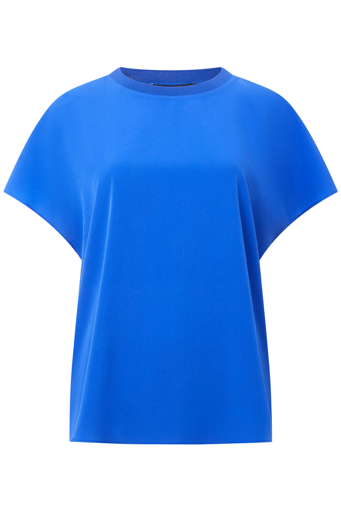 CREPE LIGHT CREW NECK TOP SAPPHIRE BLUE 3